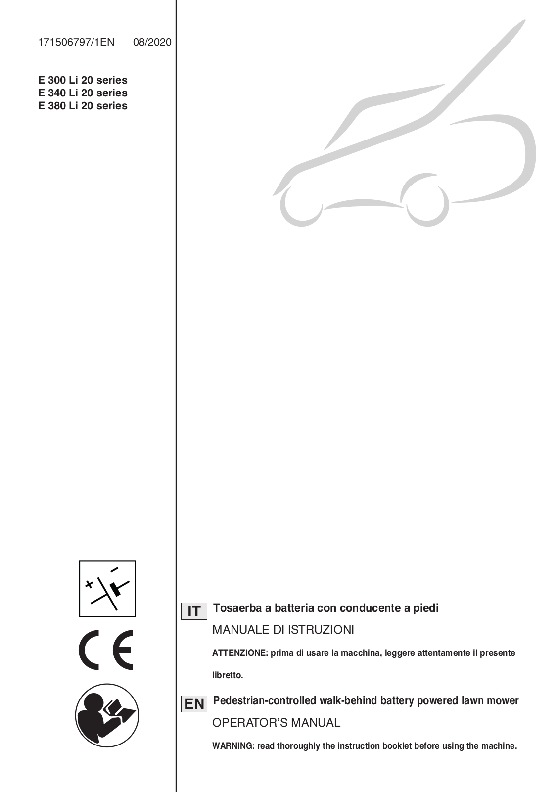 Stiga E 300 Li 20 A, E 300 Li 20 S, E 340 Li 20 A, E 340 Li 20 S, E 380 Li 20 A Users manual