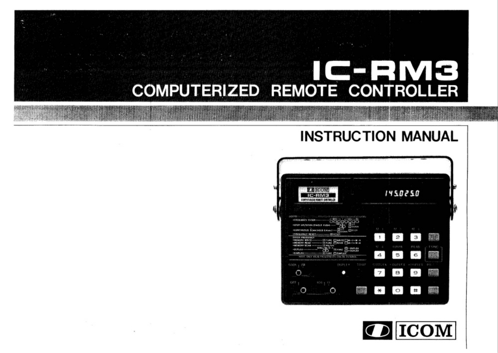 Icom IC-RM3 User manual - ManualMachine.com
