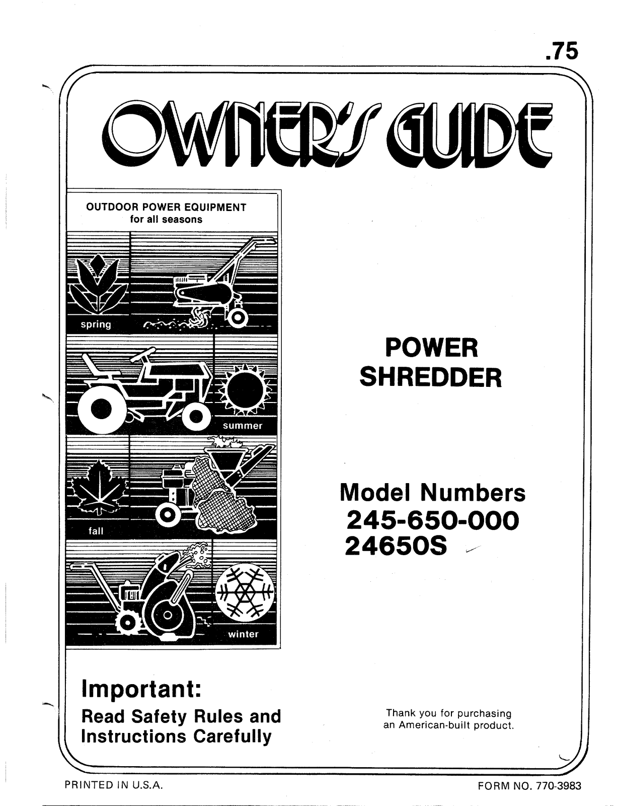 MTD 24650S User Manual