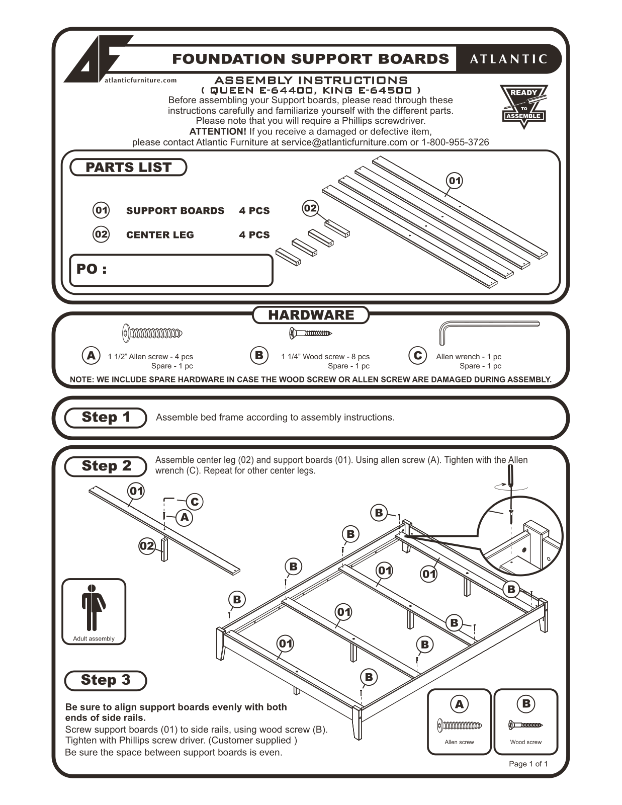 Atlantic Furniture AR9041034, AR8041037, AR8041034, AR8141031, AR8141032 Assembly Guide