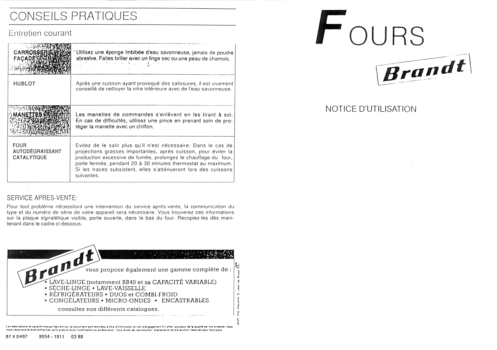 BRANDT FLCA793B, FLCA793C User Manual