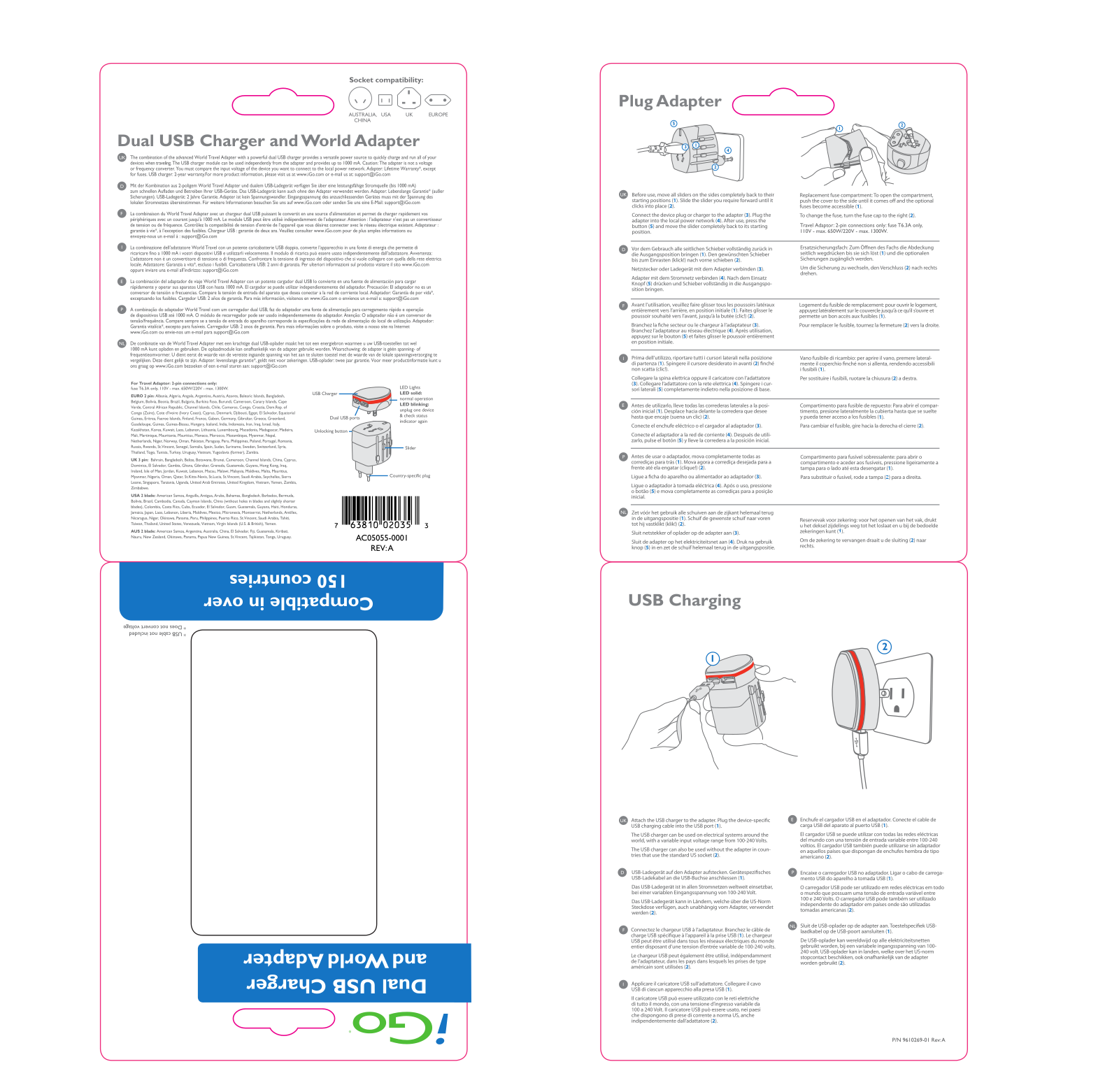 Igo DUAL USB CHARGER AND WORLD ADAPTER User Manual