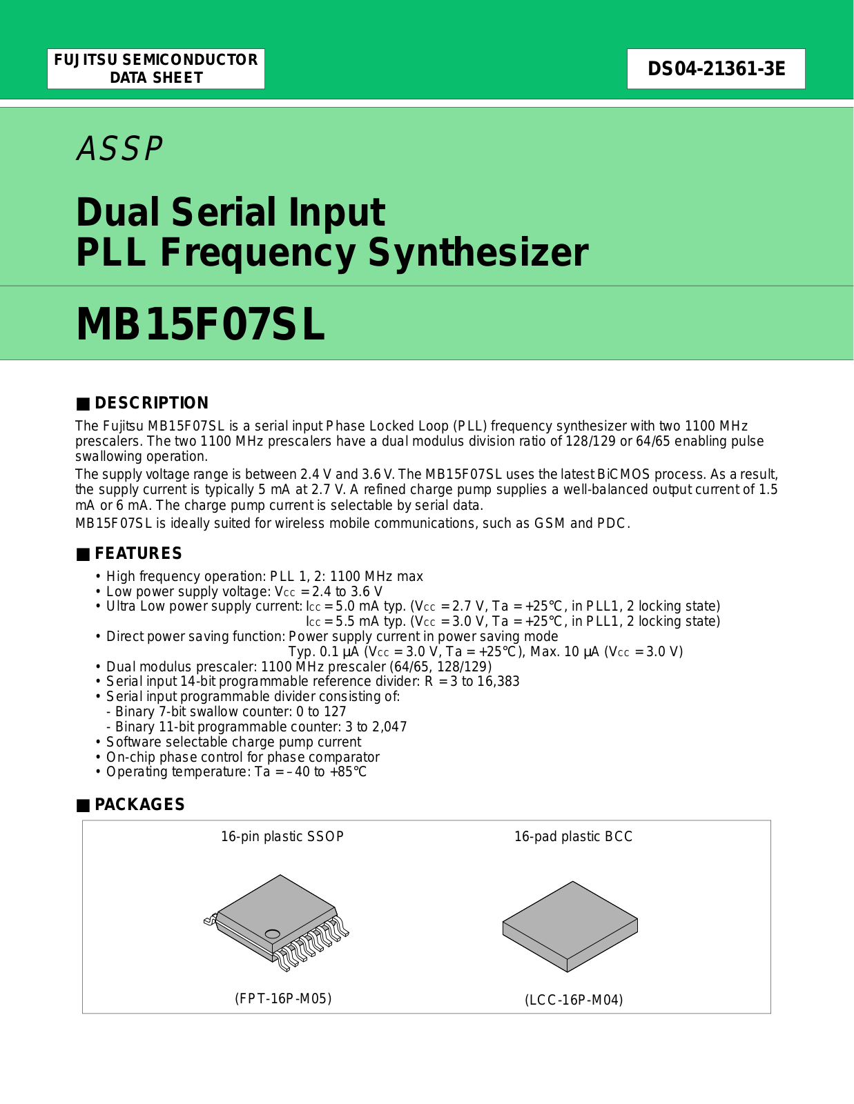 Datasheets MB15F07SL Datasheet - ManualMachine.com