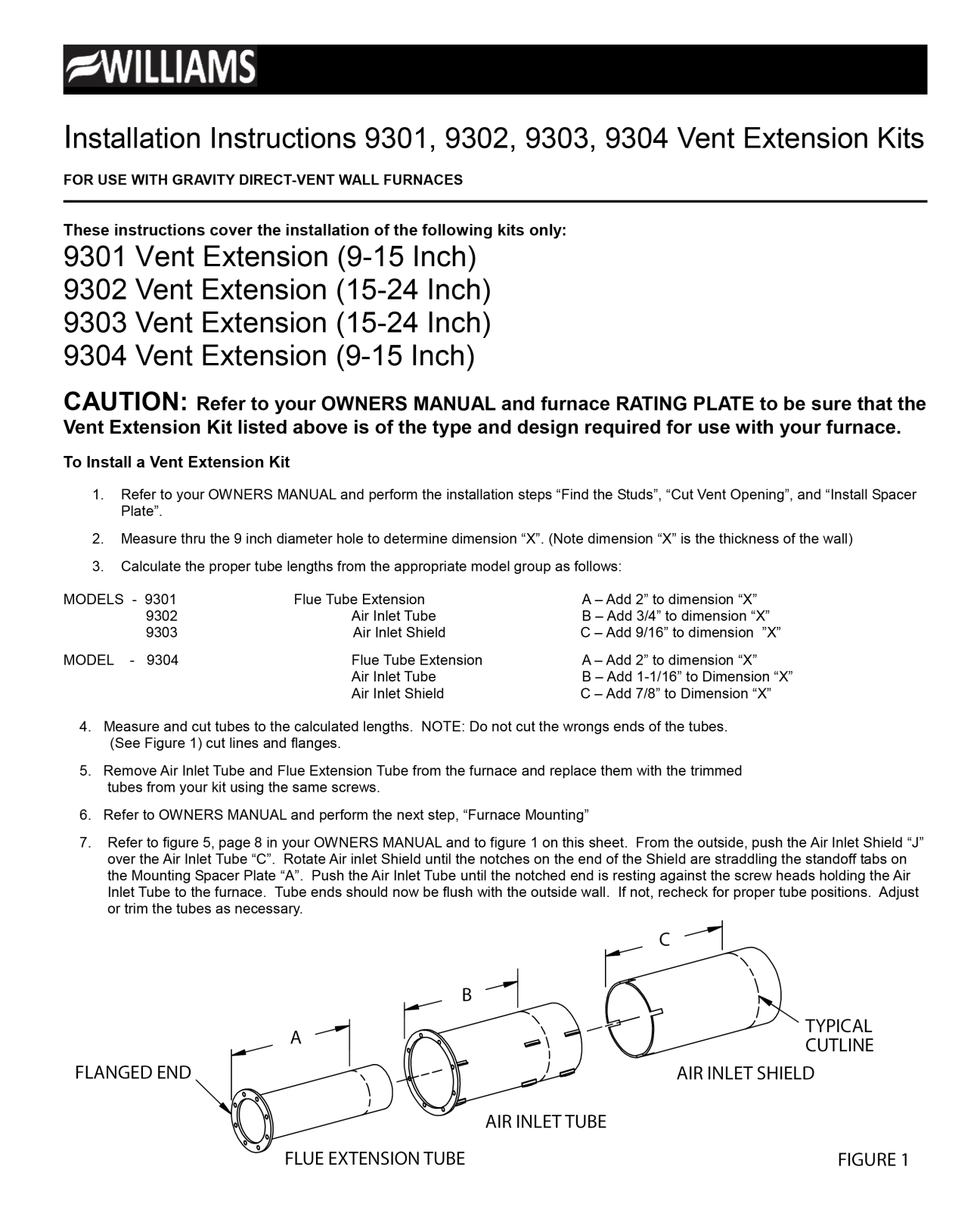 Williams 9301, 9302, 9303, 9304 Installation Manual - ManualMachine.com
