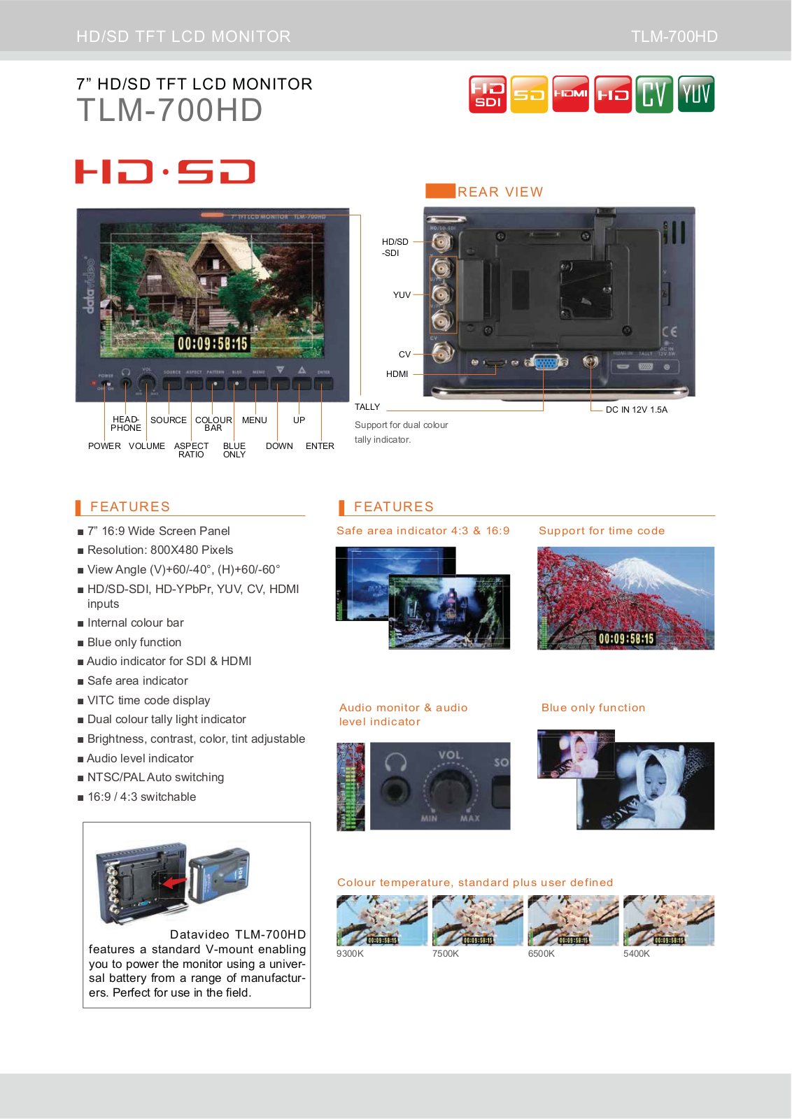 Datavideo TLM-700HD User Manual