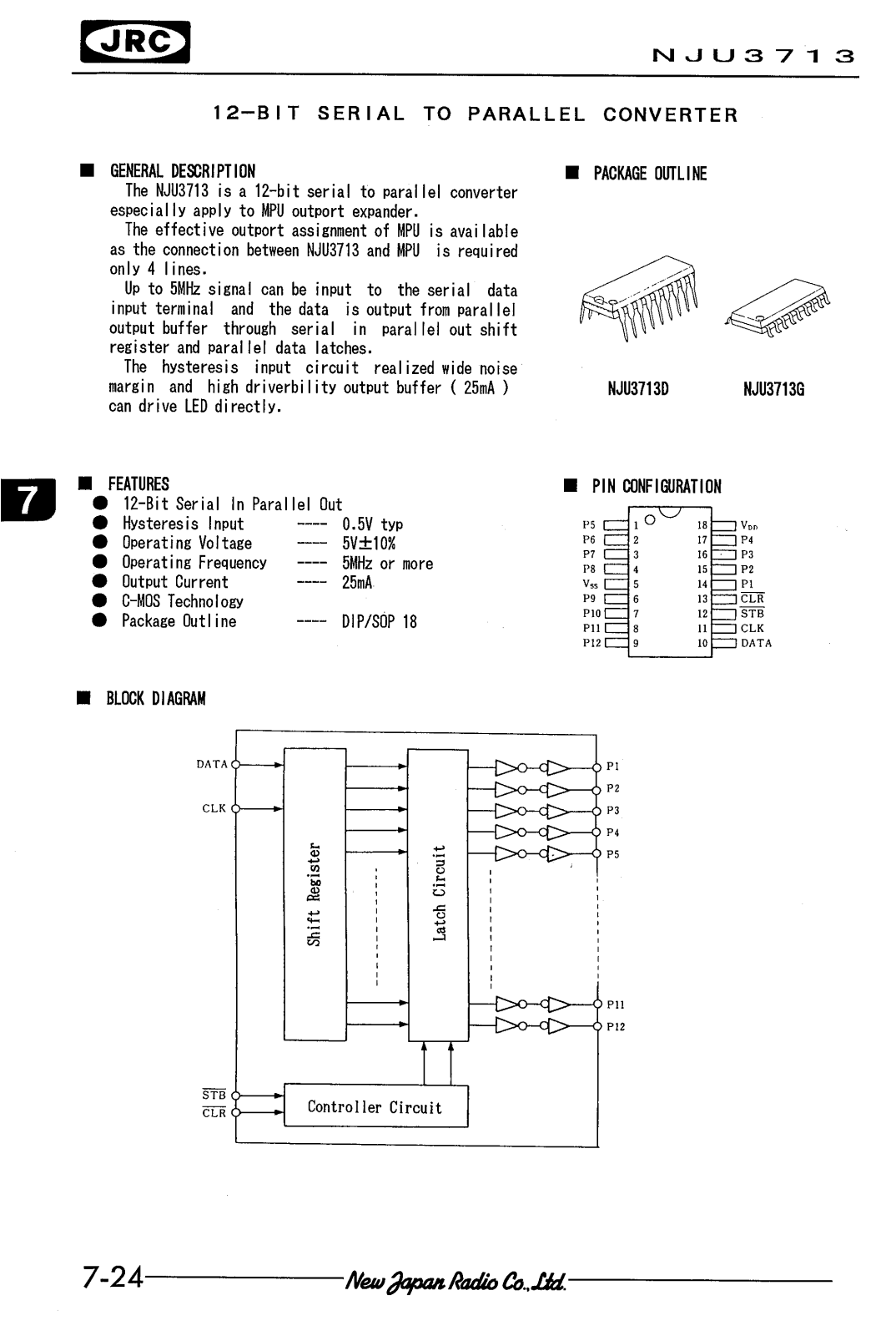 JRC NJU3713G, NJU3713D Datasheet