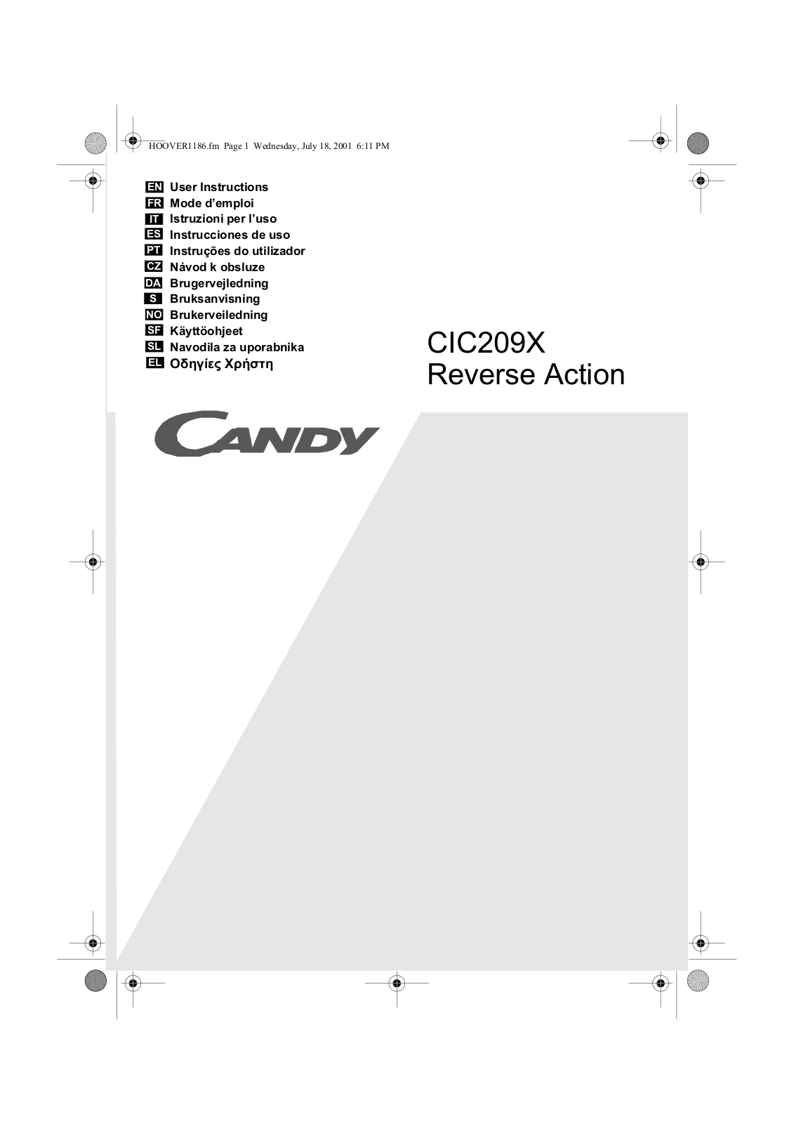 Candy AB CIC 209 X User Manual