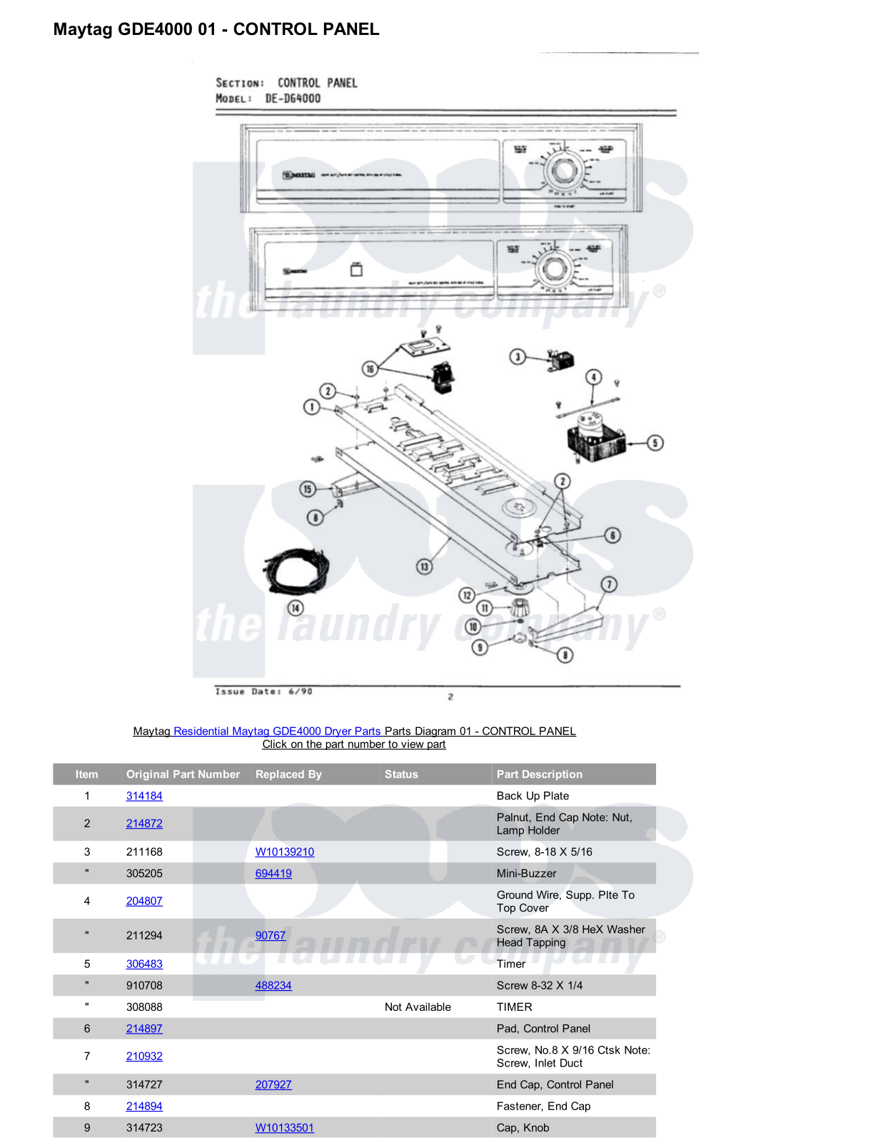 Maytag GDE4000 Parts Diagram