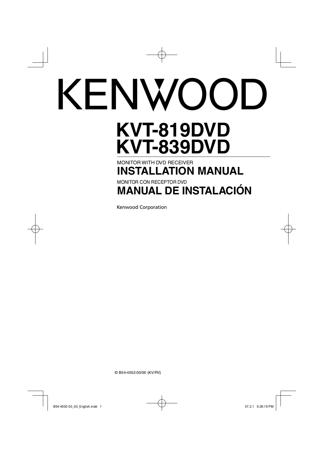 Kenwood KVT-819DVD, KVT-839DVD User Manual