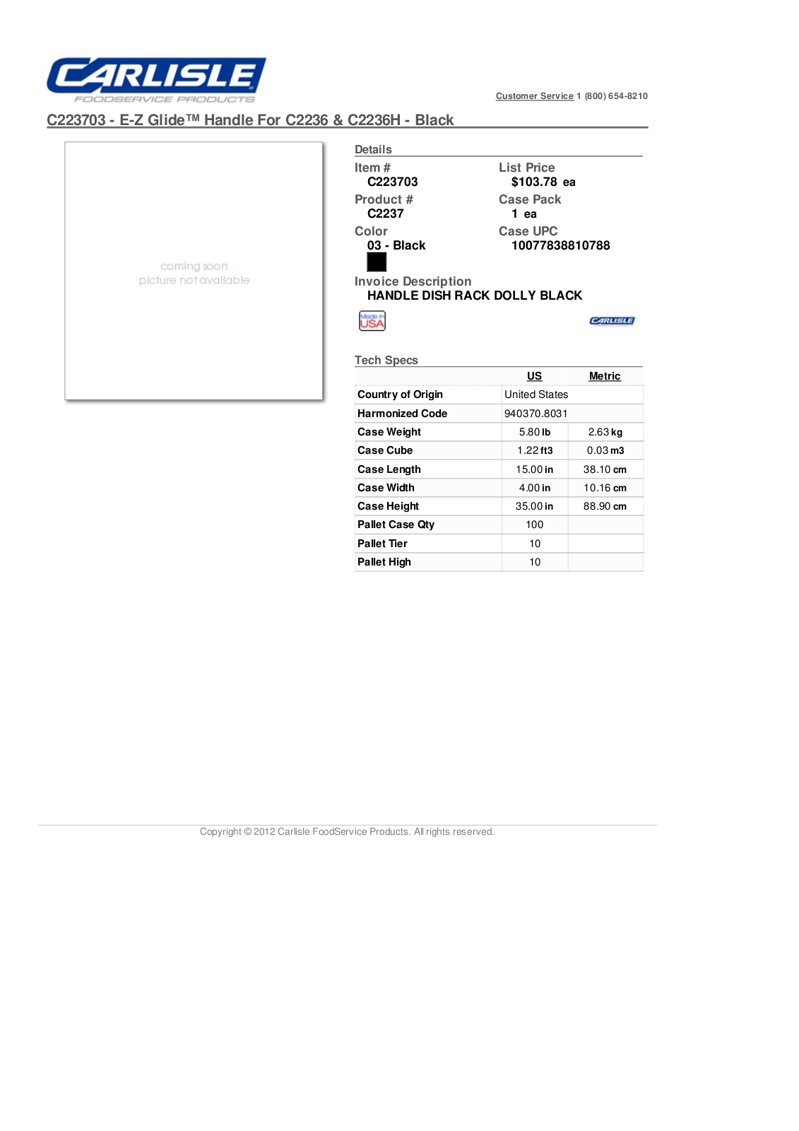 Carlisle C223703 User Manual