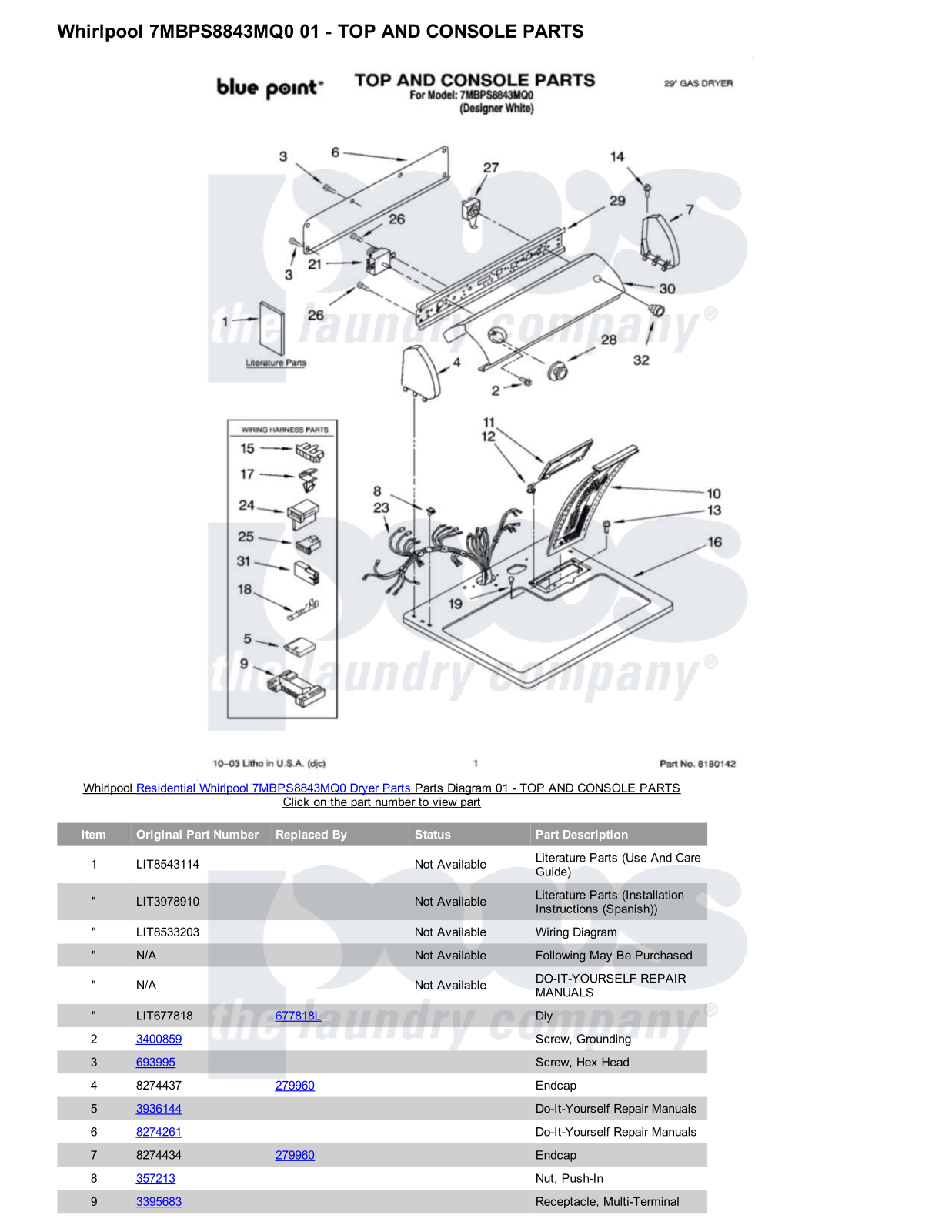 Whirlpool 7MBPS8843MQ0 Parts Diagram