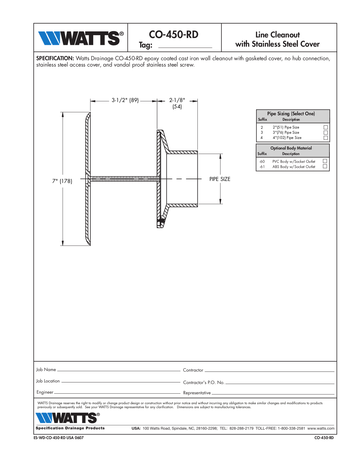 Watts CO-450-RD User Manual