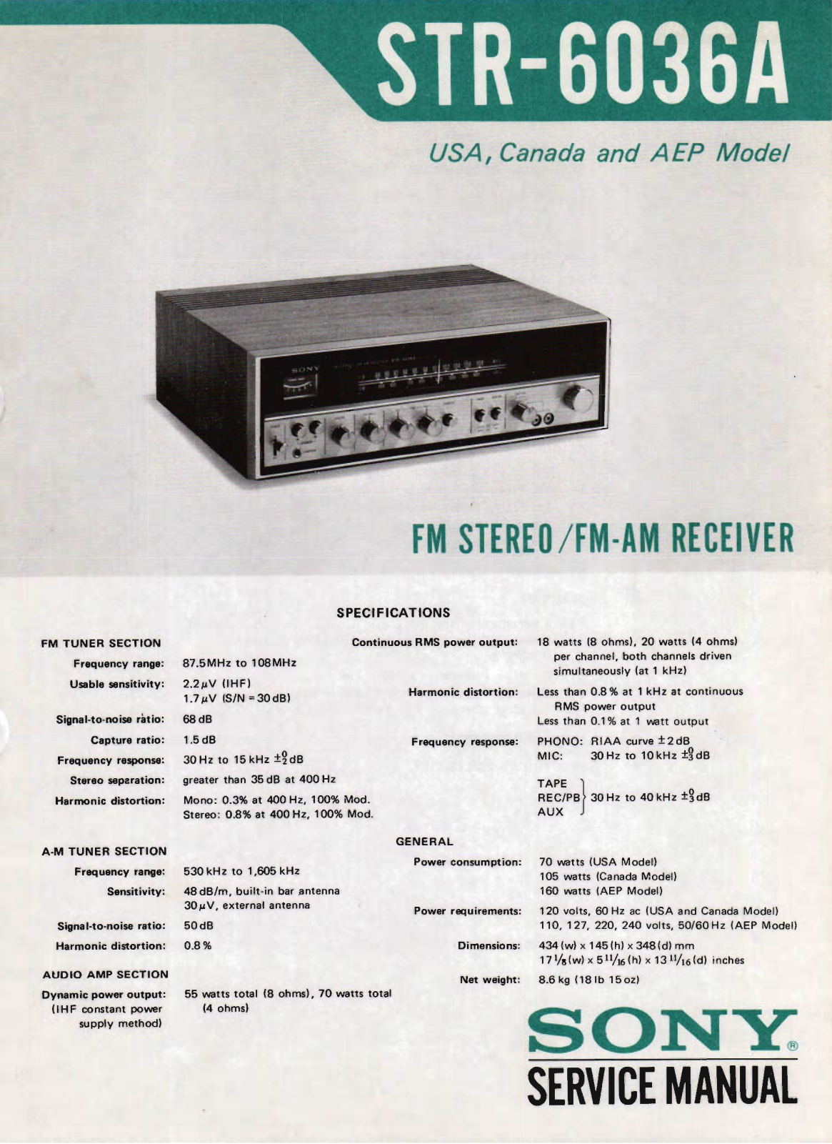 Sony STR-6036A Service Manual