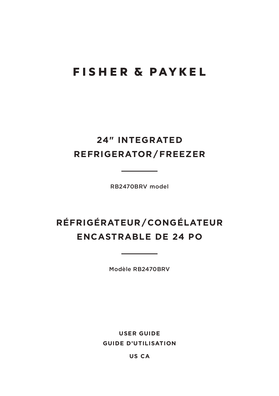 Fisher Paykel RB2470BRV1 User  Guide