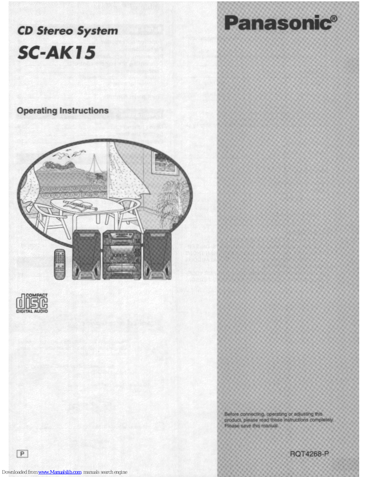 Panasonic SA-AK15, SB-AK15 Operating Instructions Manual