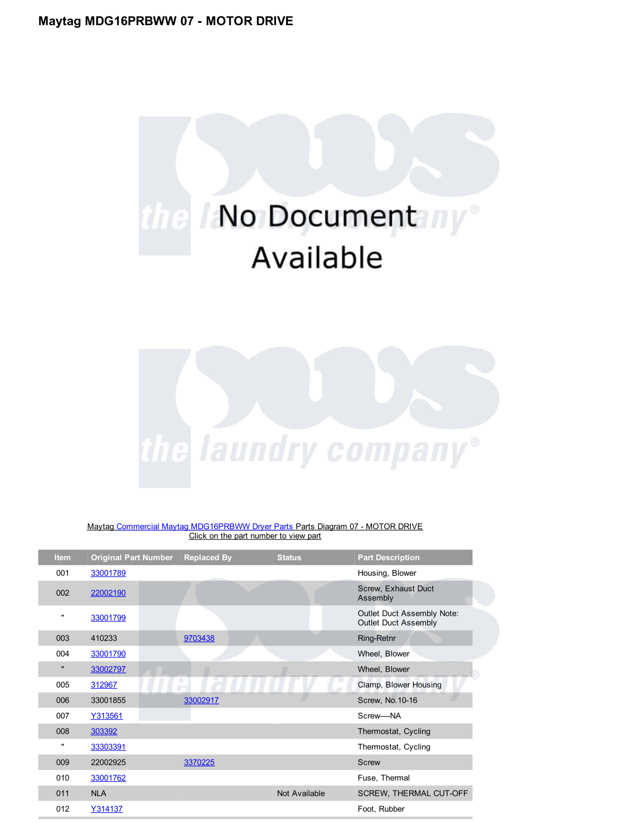 Maytag MDG16PRBWW Parts Diagram