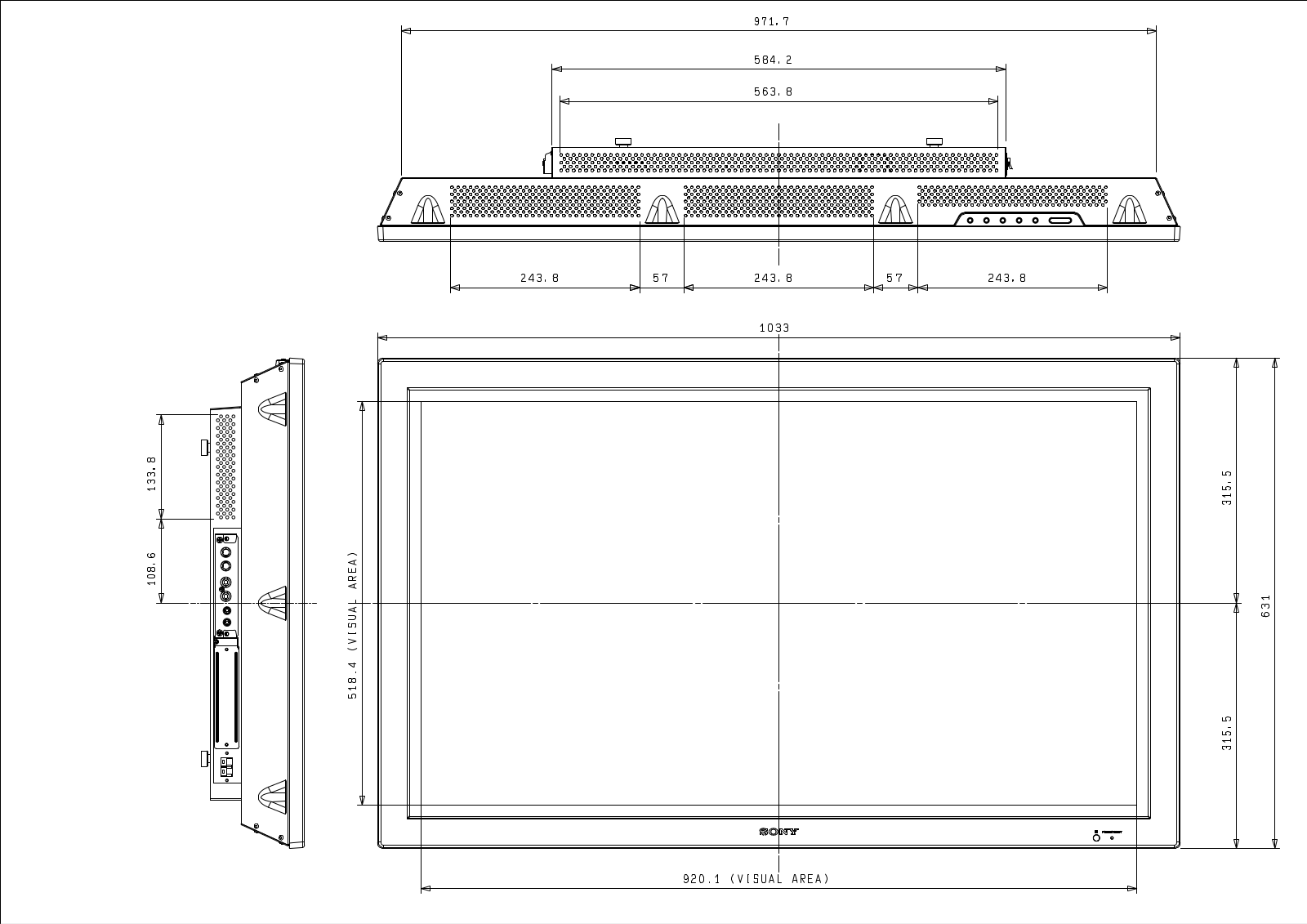 Sony FWD-42PX2 Dimensions Diagram