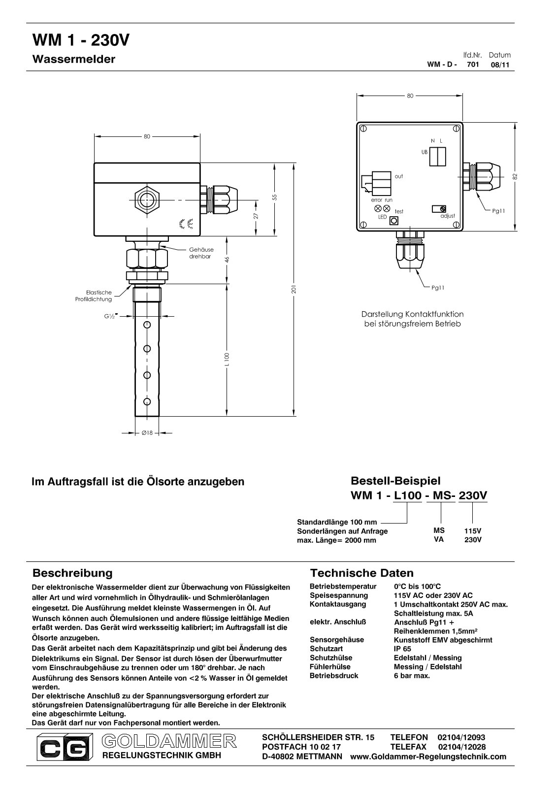 Goldammer WM 1-230V Service Manual