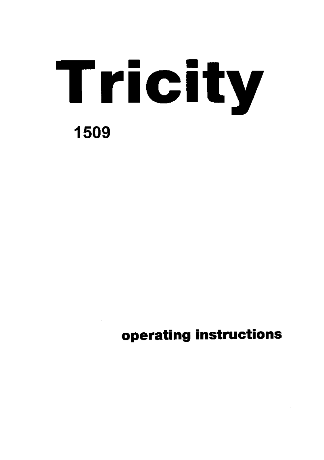 Tricity Bendix 1509 Operating Instruction