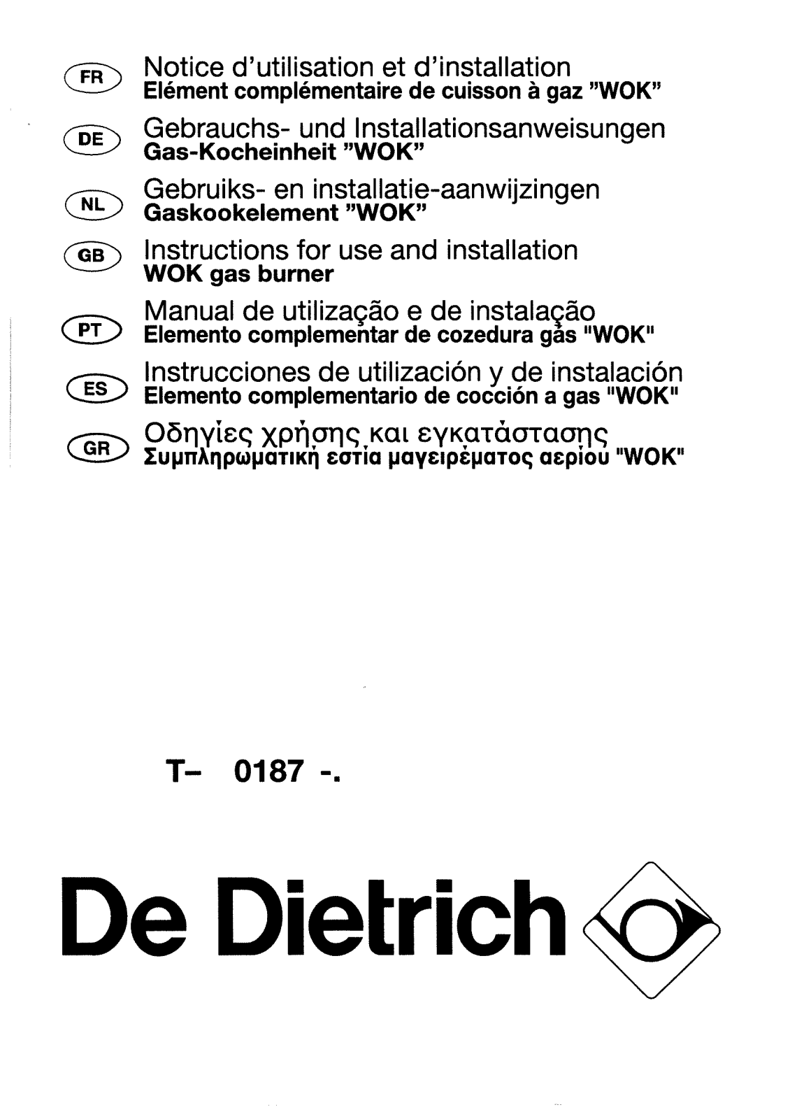 De dietrich TW0187E11, TW0187E1N, TM0187E1N, TM0187E11, TM0187E1 User Manual