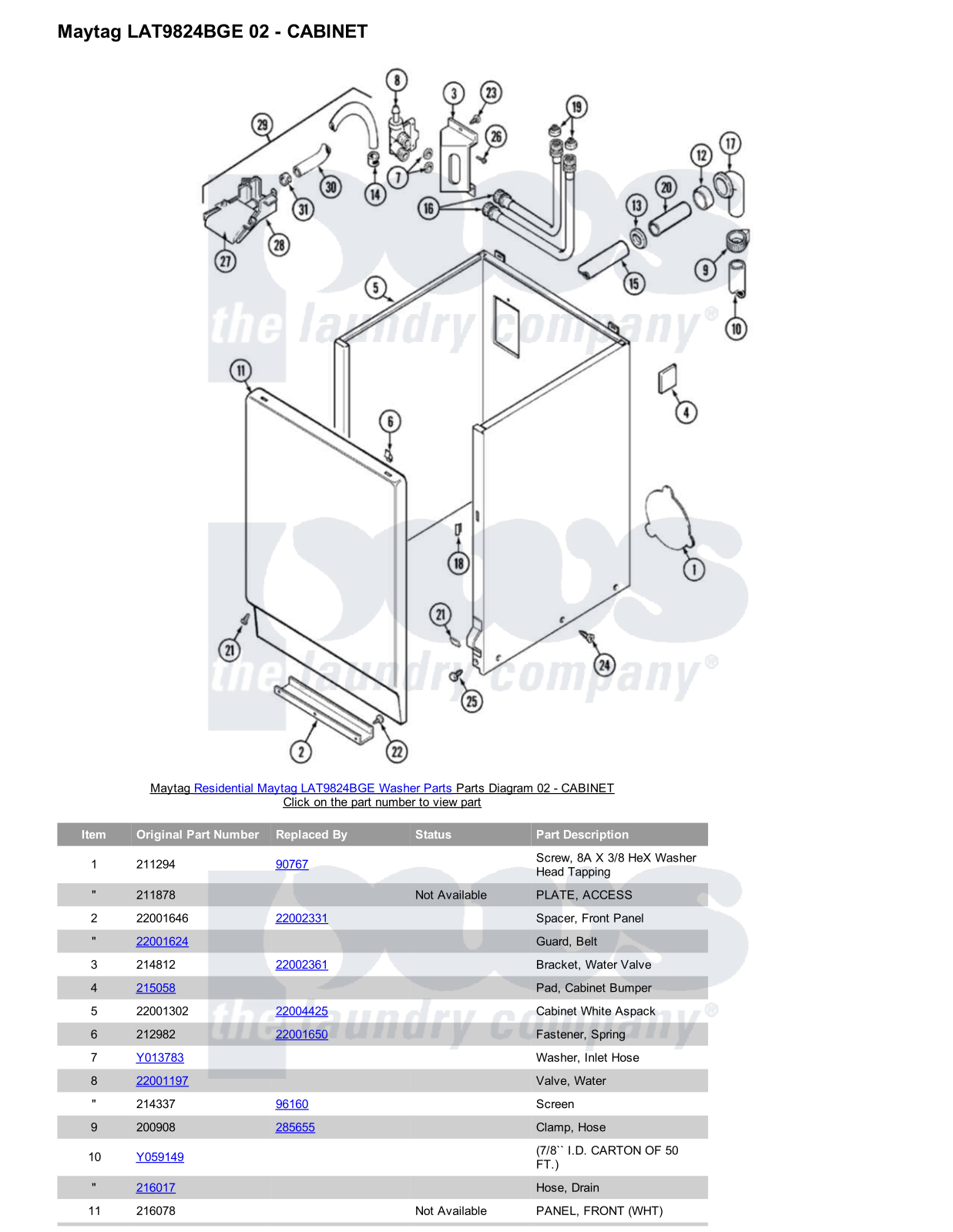 Maytag LAT9824BGE Parts Diagram