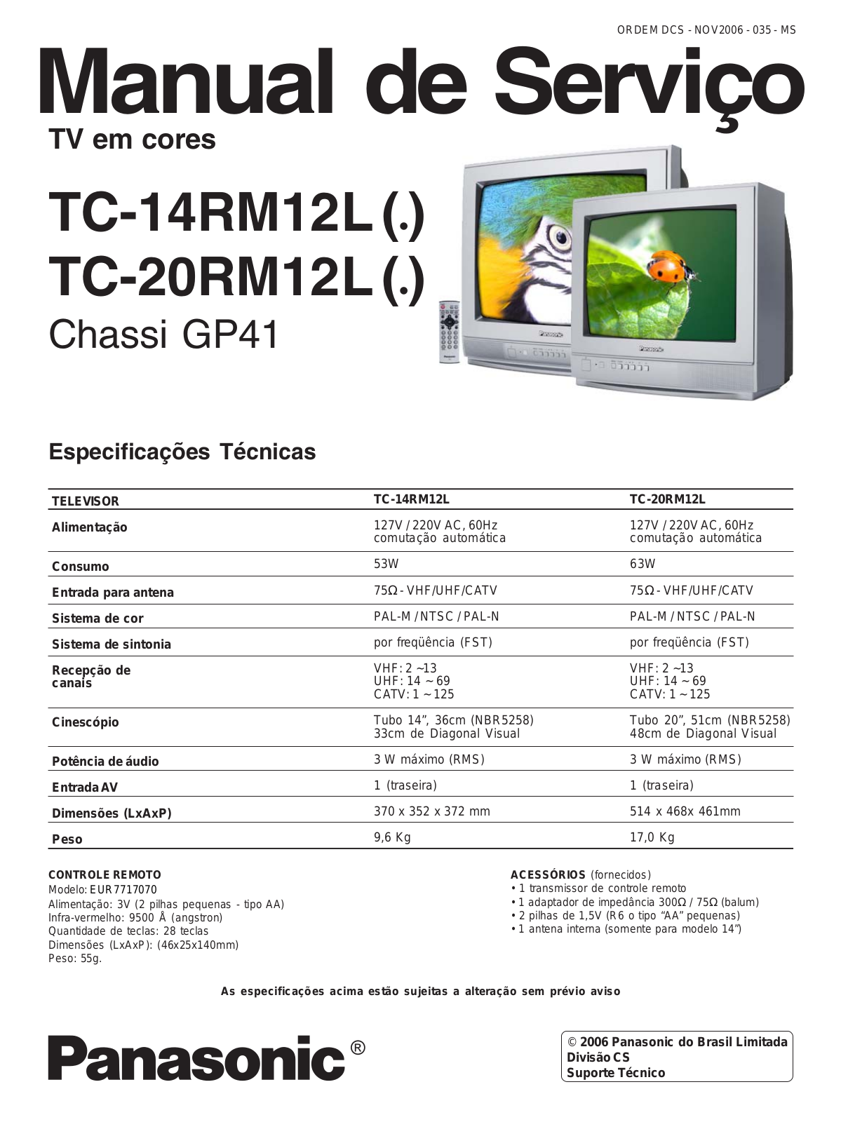 Panasonic TC-14RM12L, TC-20RM12L Schematic