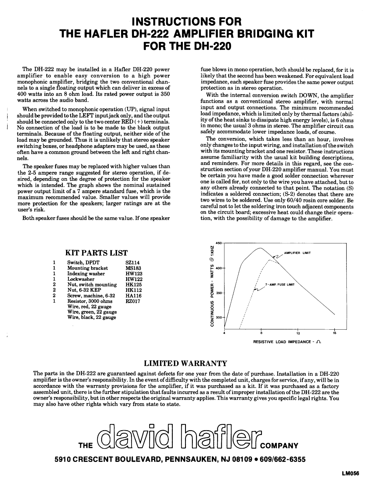 Hafler DH-222 Service Manual