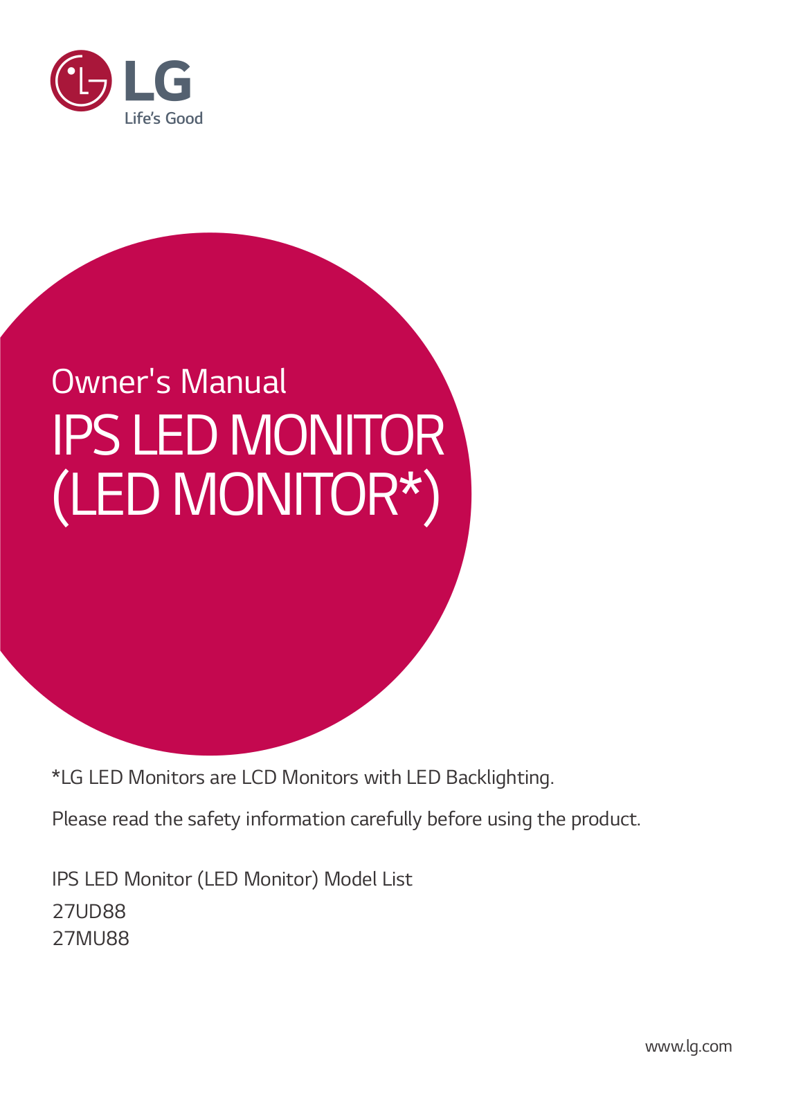 LG 27UD88-W operation manual