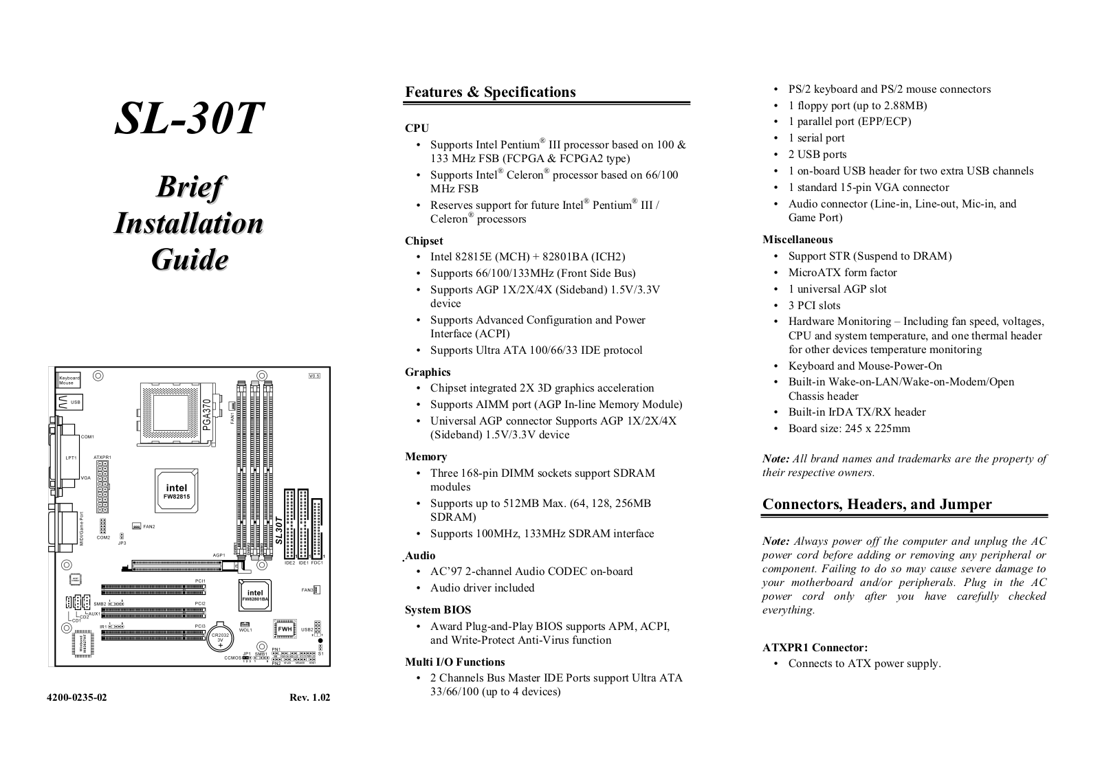 Abit SL30T User Manual