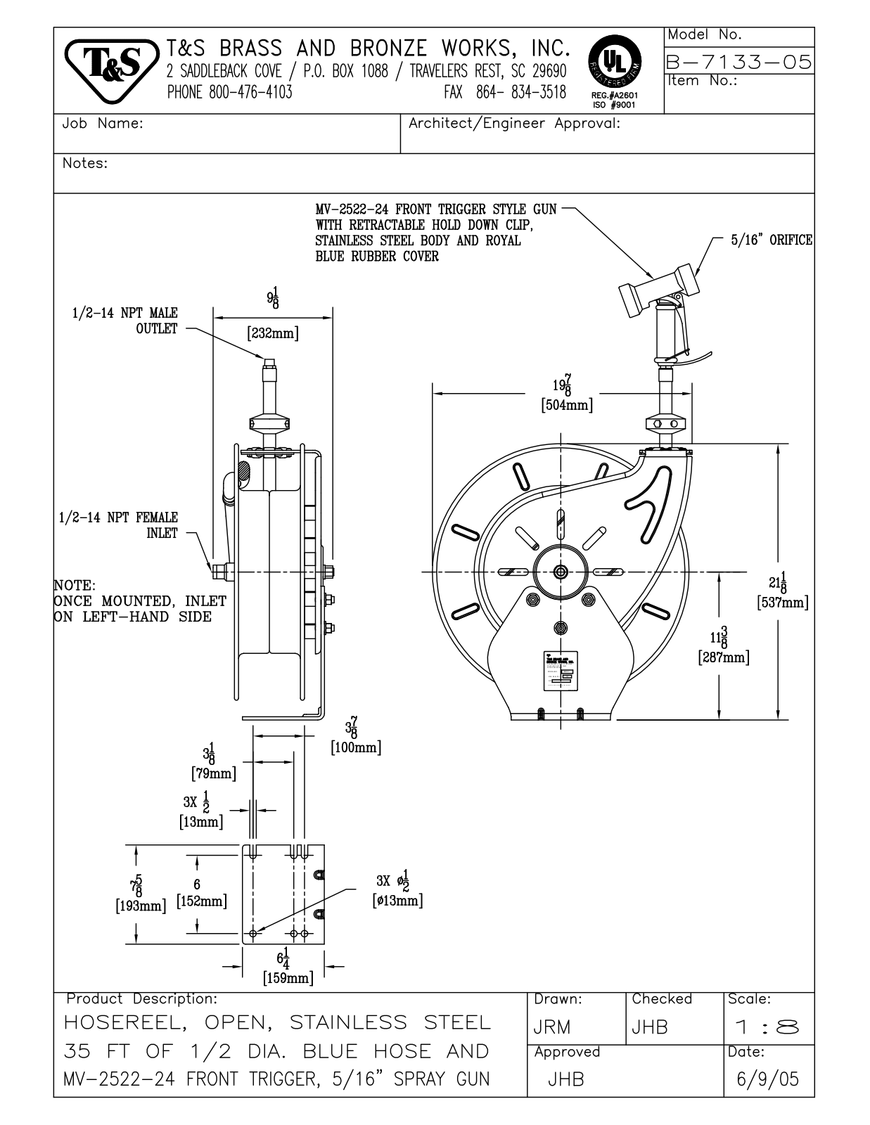 T&S Brass Manuals B-7133-05 User Manual