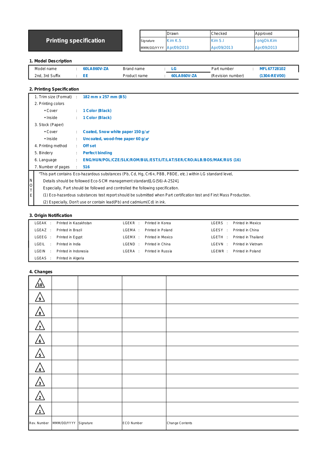 LG 60LA860V User Manual