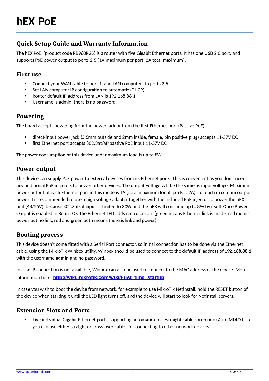 MikroTik RB960PGS User Manual