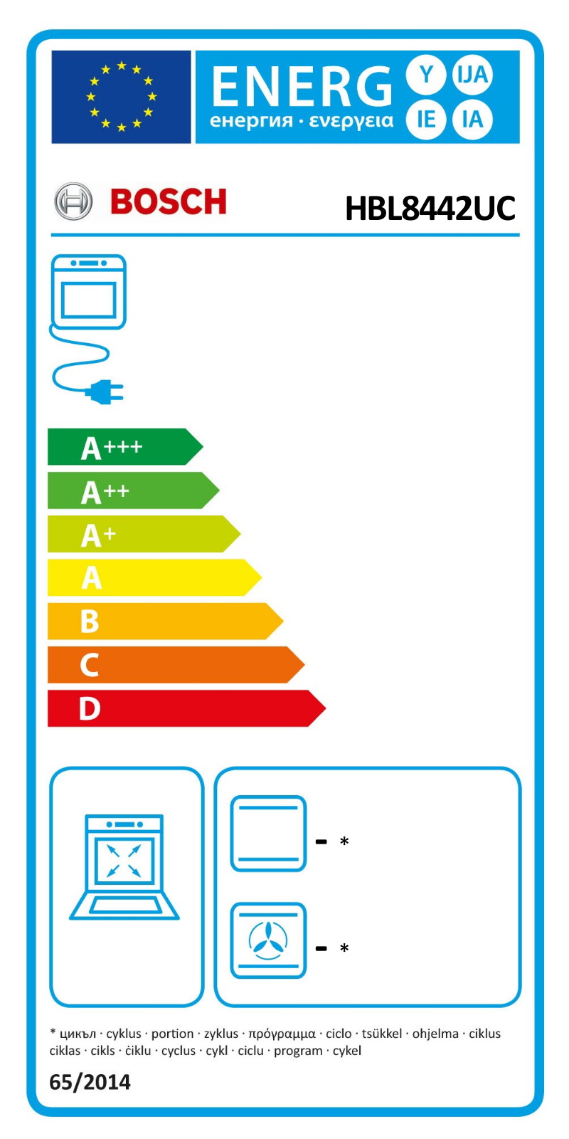 Bosch HBL8442UC Energy Guide