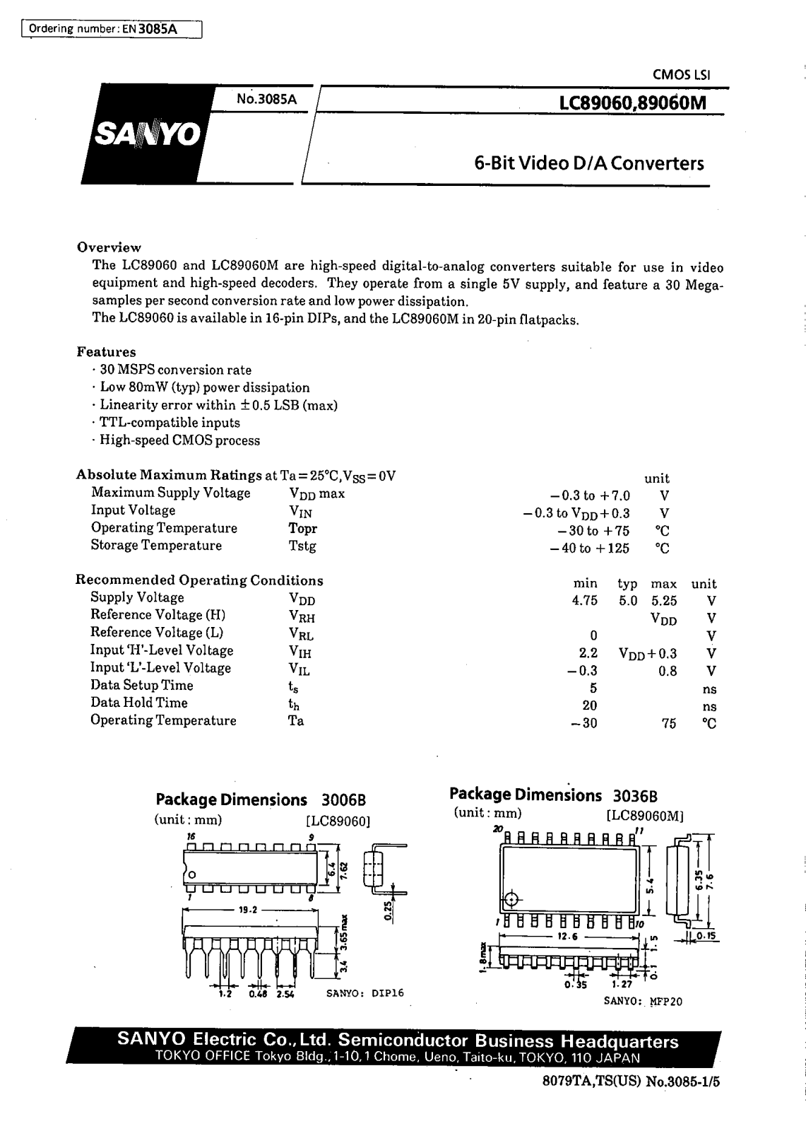 SANYO LC89060M, LC89060 Datasheet