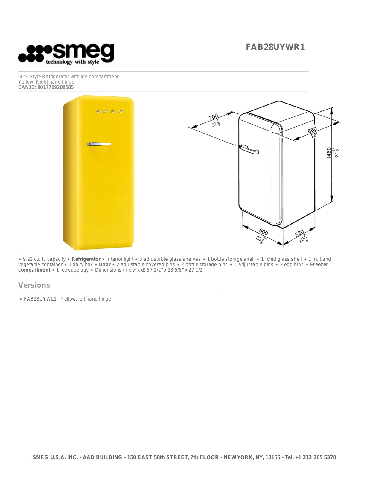 Smeg FAB28UYWR1 User Manual