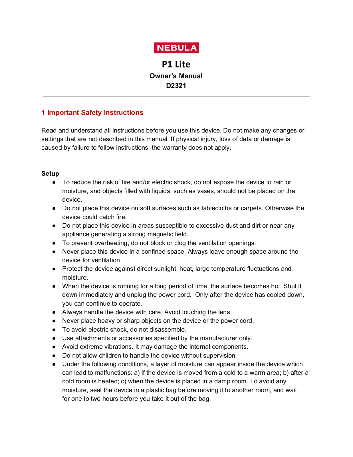 Nebula D2321 User Manual