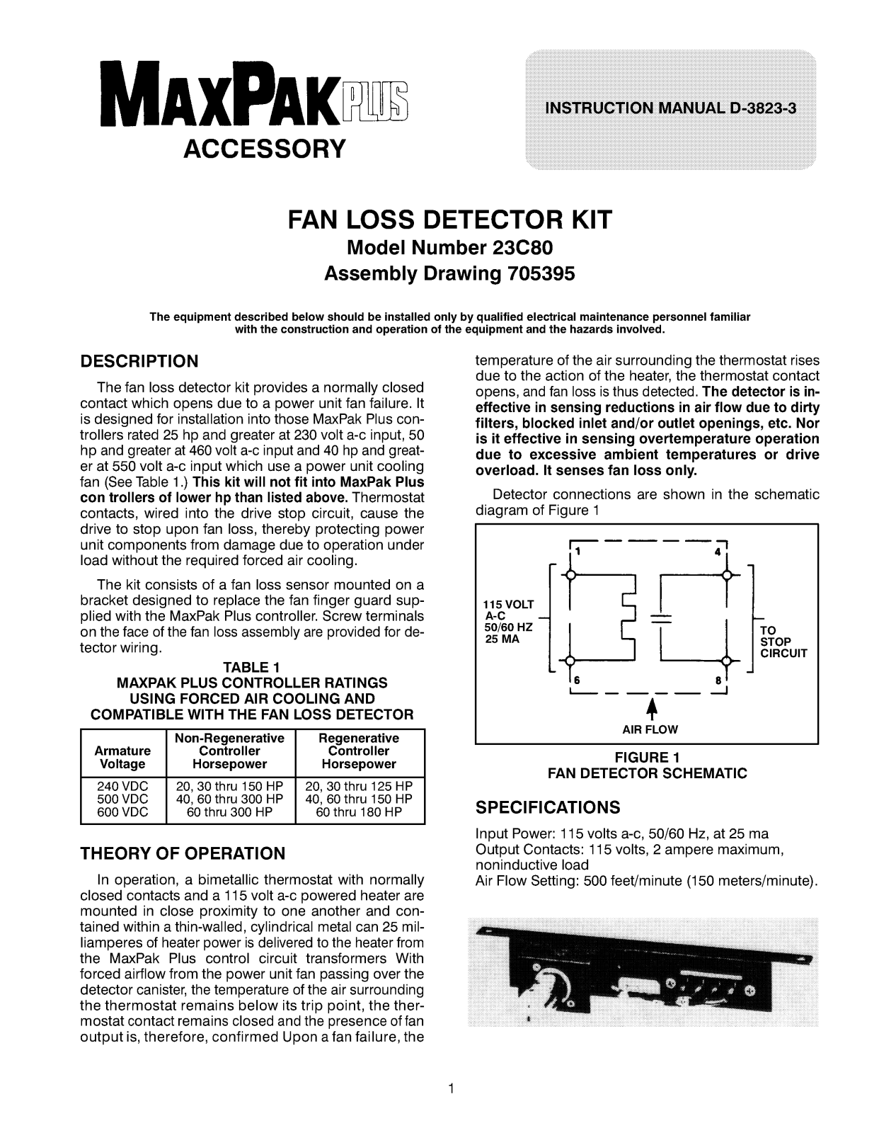 Rockwell Automation MaxPak Plus Fan Loss Detector User Manual