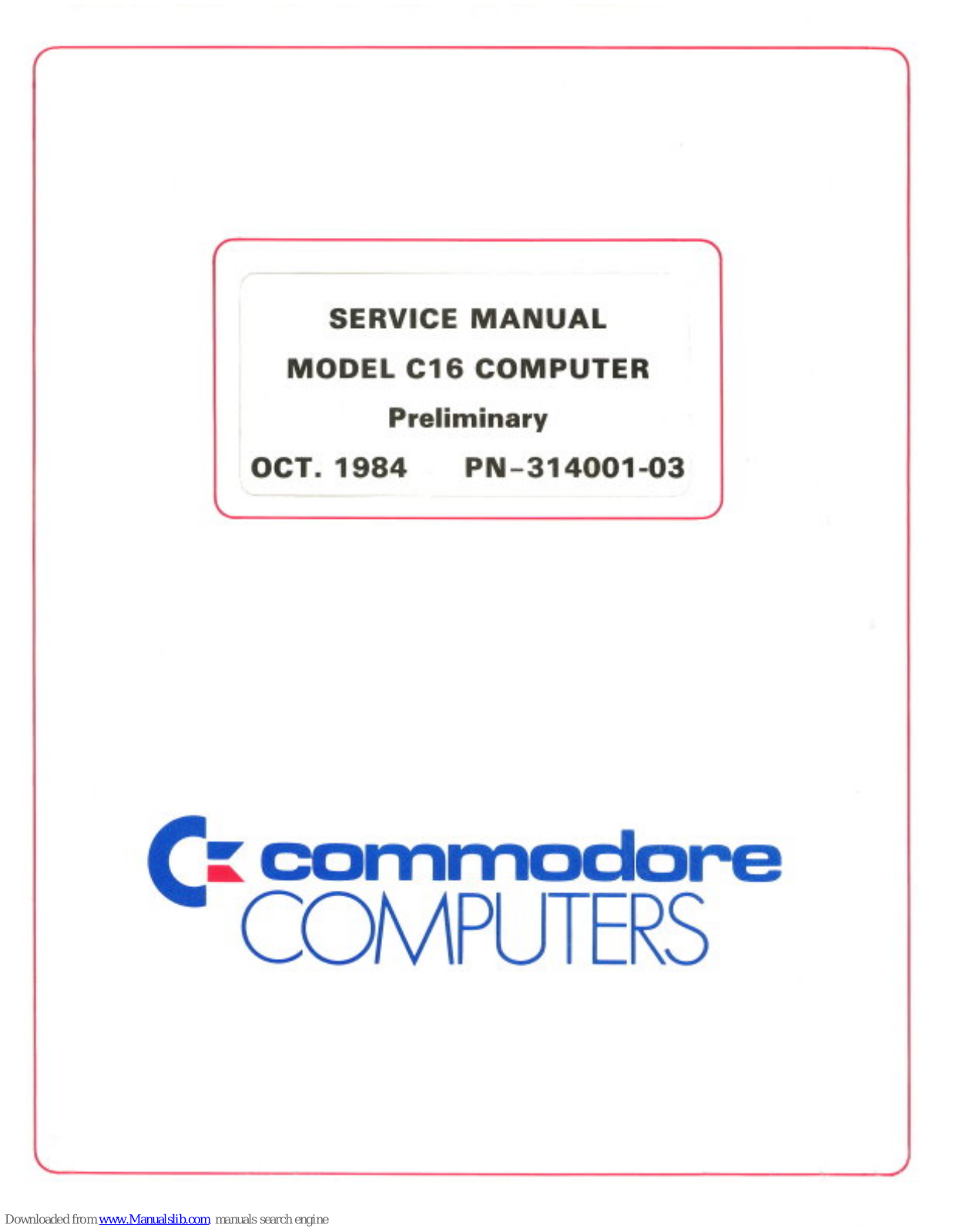Commodore C16 Service Manual - ManualMachine.com