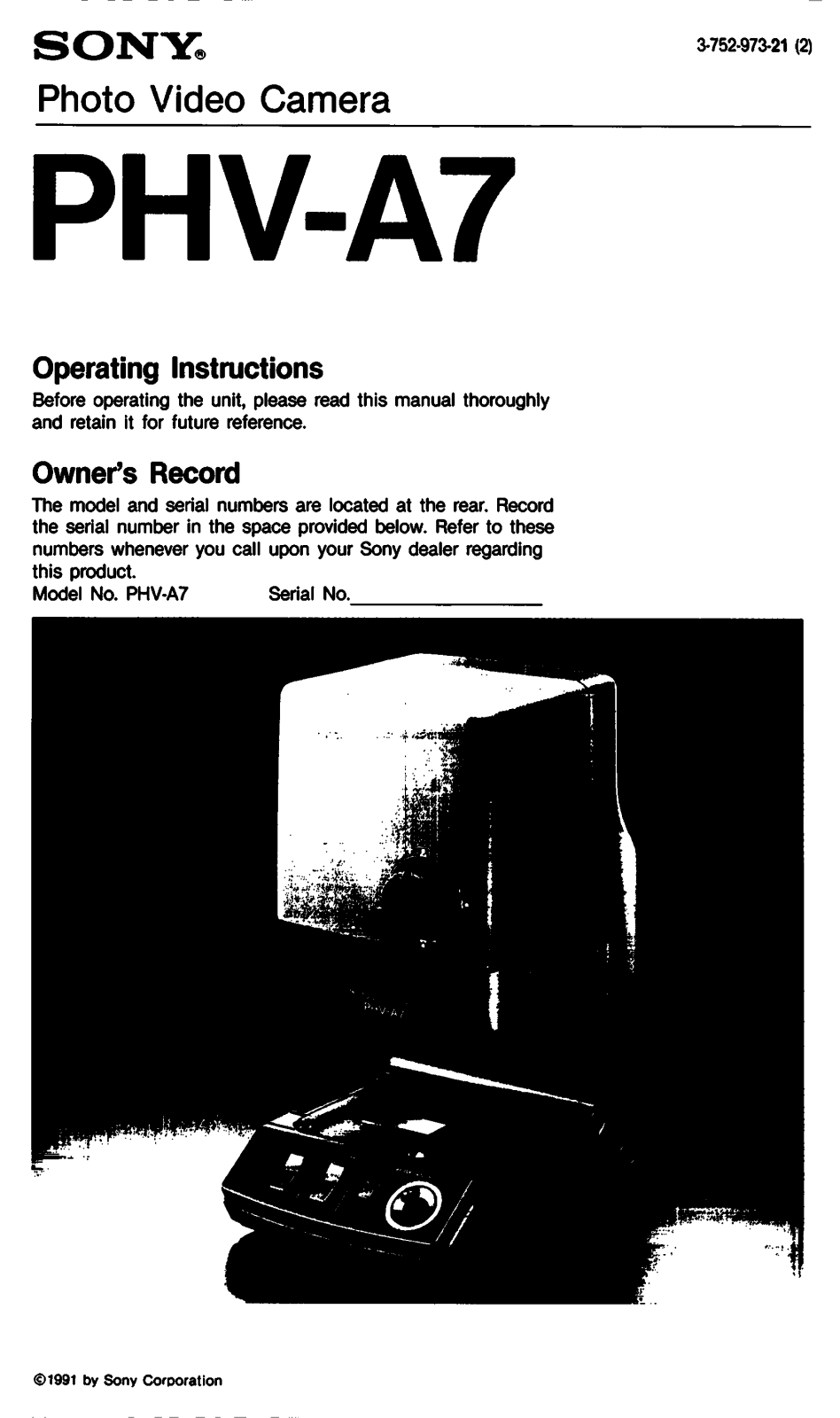 Sony PHVA7 User Manual