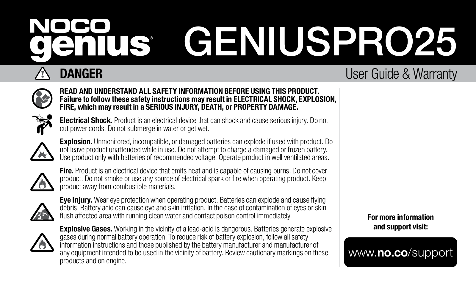 Noco geniuspro25 User Guide