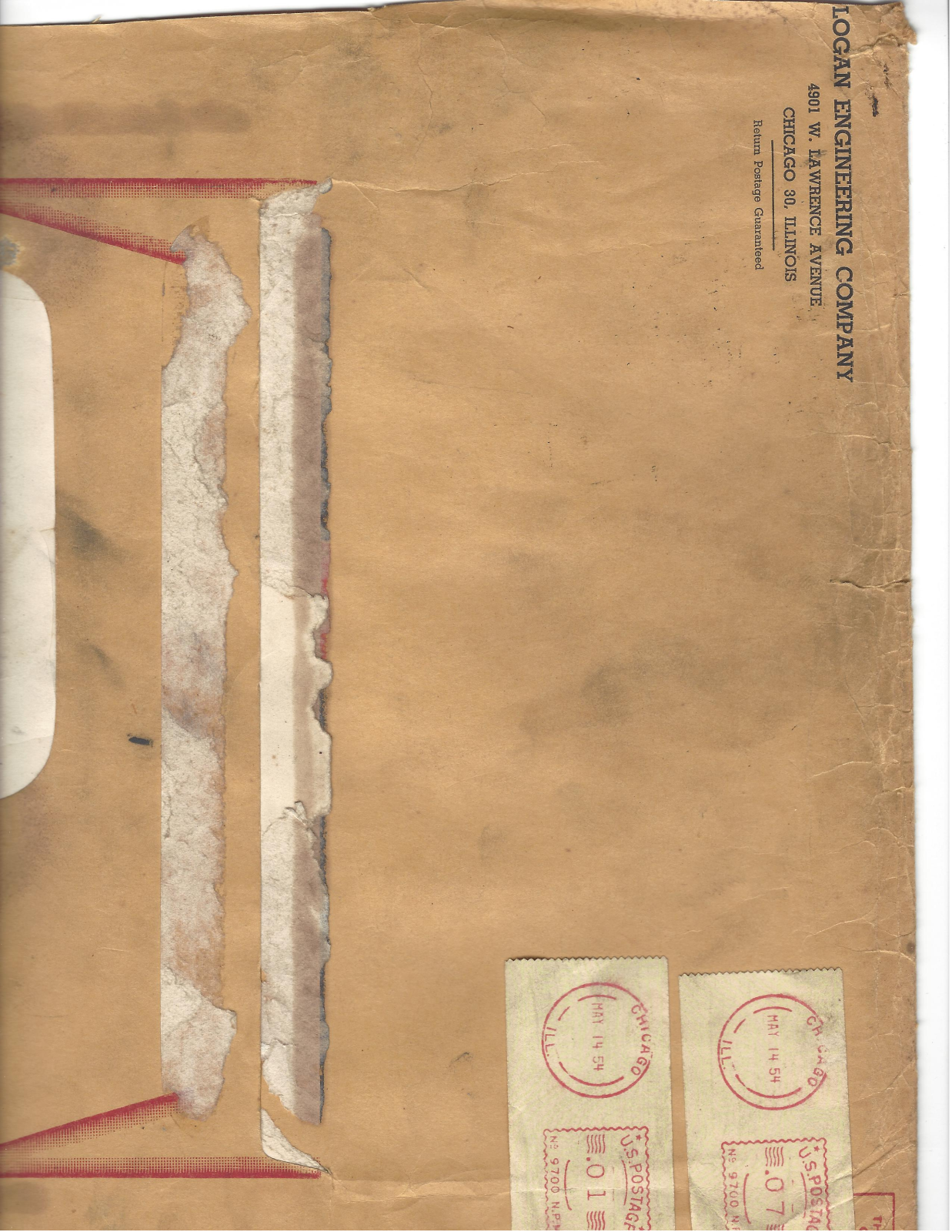 Logan Engineering Logan Engineering Company Document Envelope 1954 Correspondence - ManualMachine.com