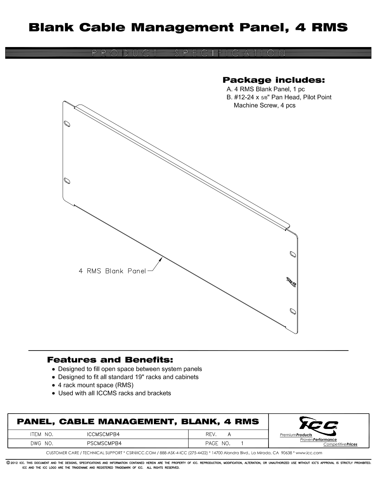 ICC ICCMSCMPB4 Specsheet - ManualMachine.com