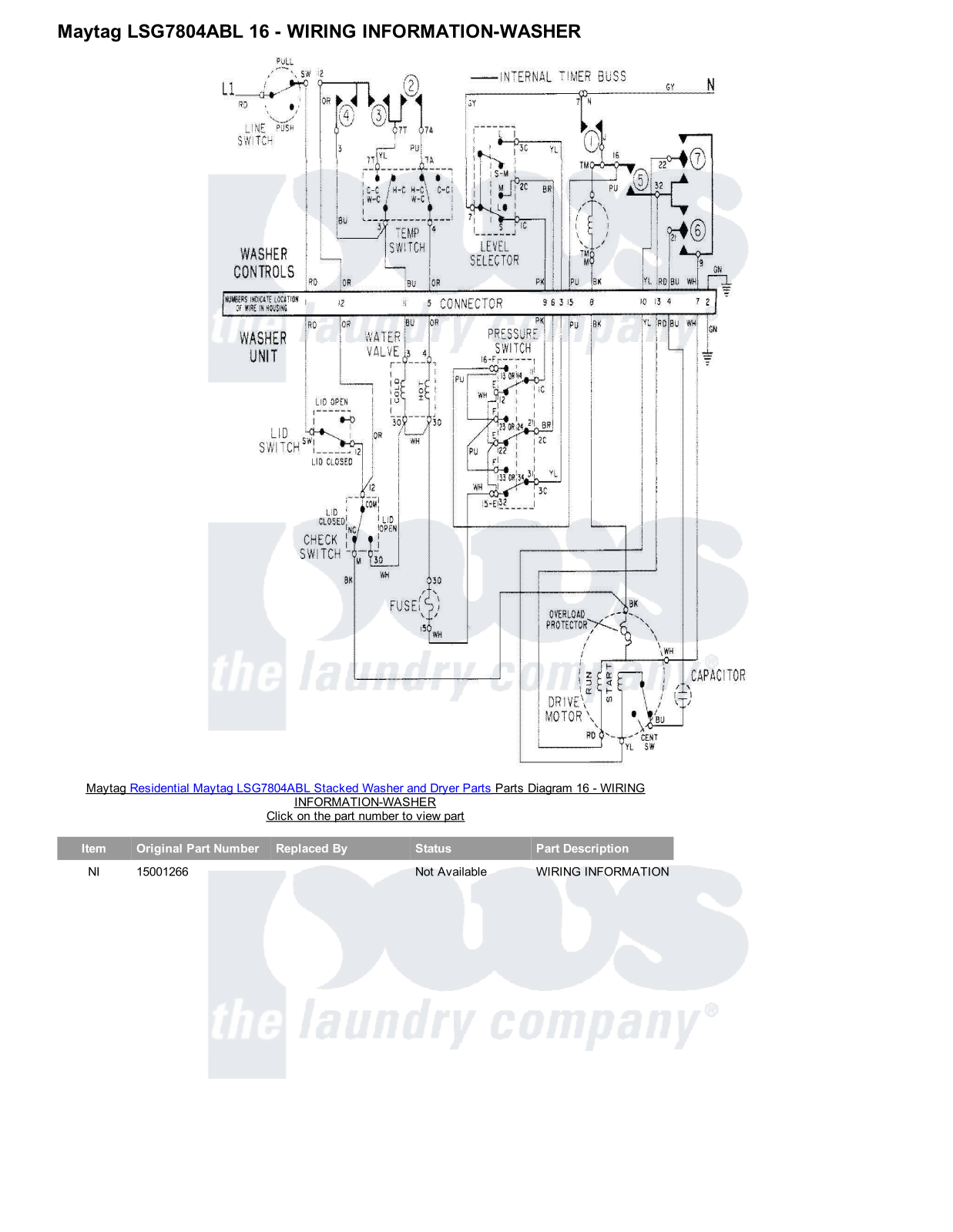 Maytag LSG7804ABL Stacked and Parts Diagram