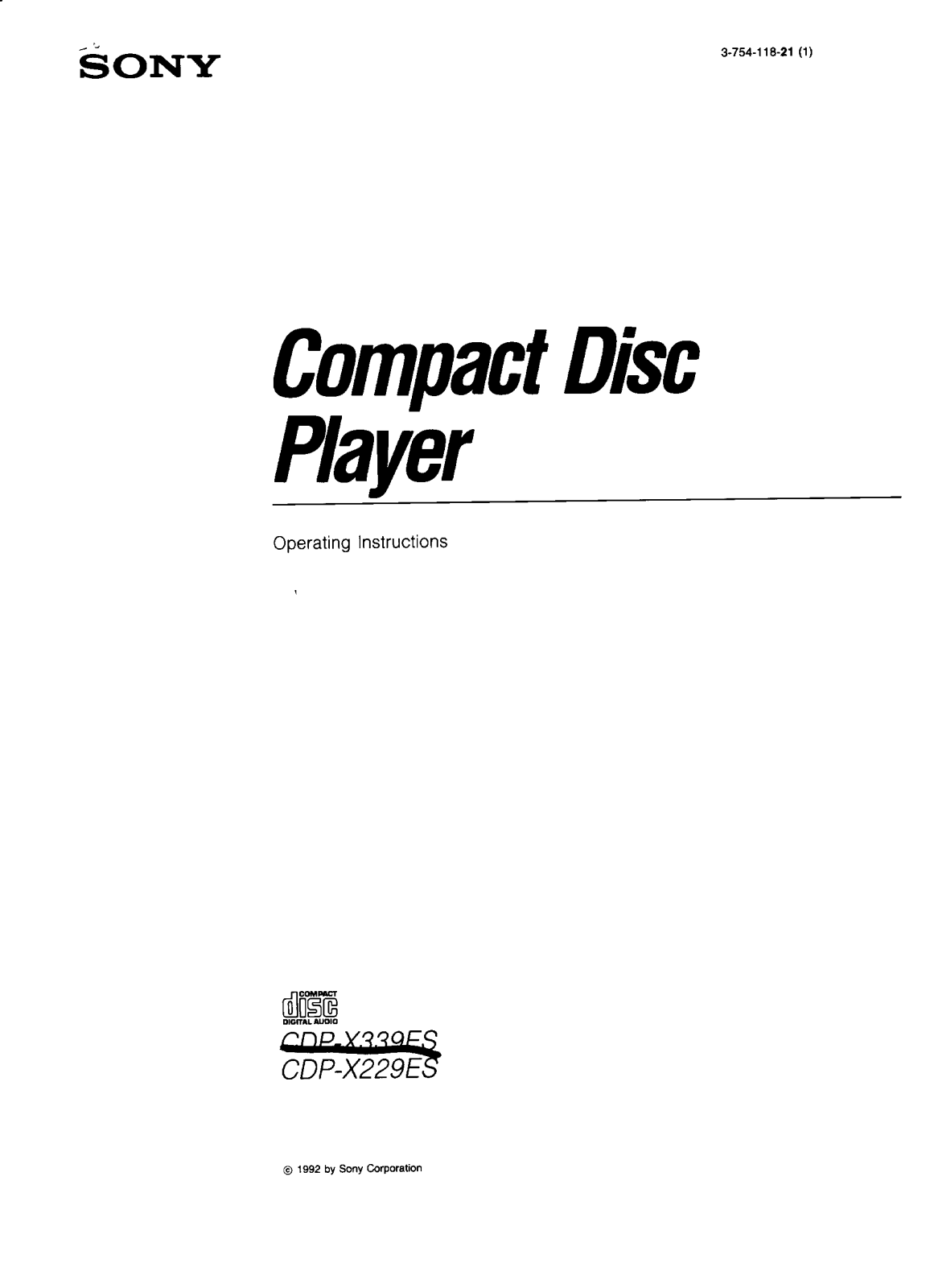 Sony CDP-X399ES User Manual