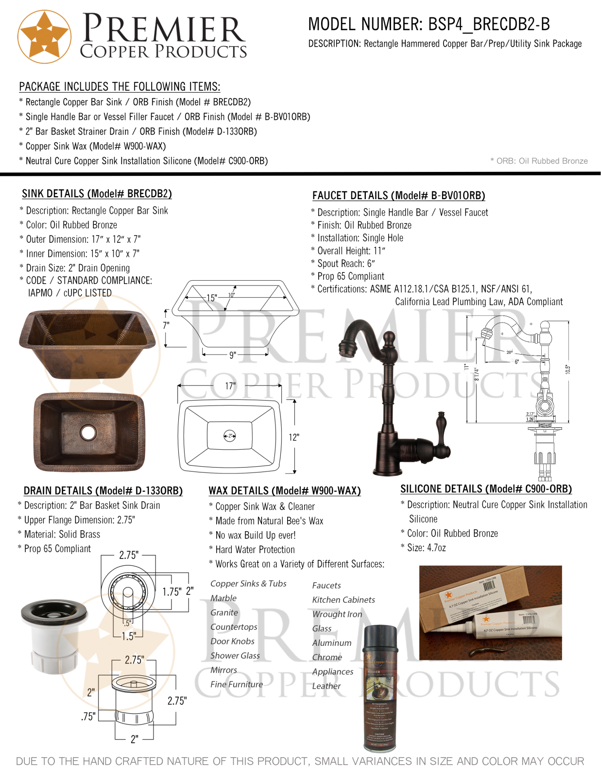 Premier Copper Products IER1790 Specifications - ManualMachine.com