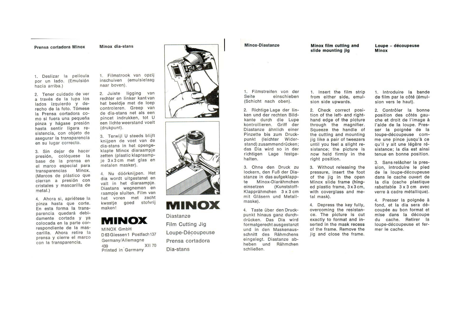 Minox 8X11 DIASTANZE User Manual