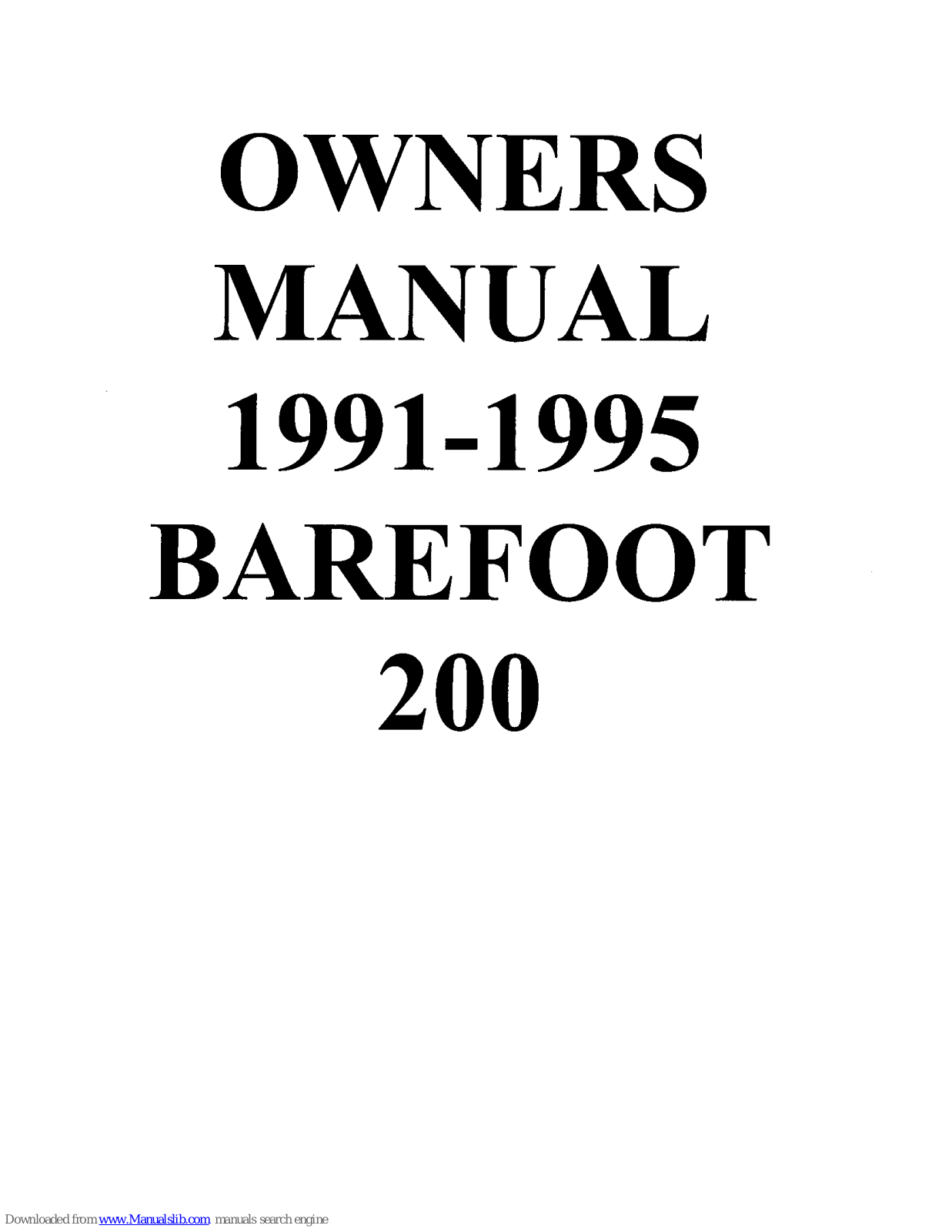 MasterCraft Barefoot 200, 1991, 1992, 1993, 1994 Owner's Manual