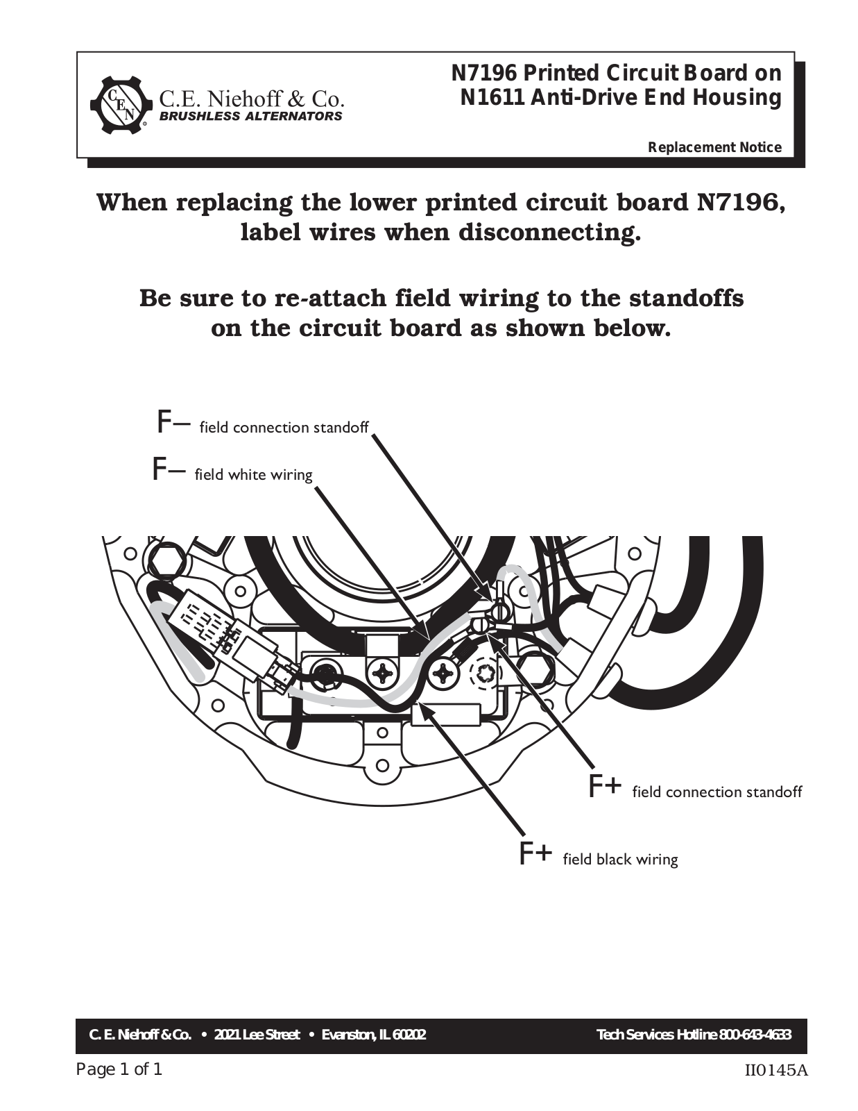 C.E. Niehoff & Co. N1611, N7196 Instructions