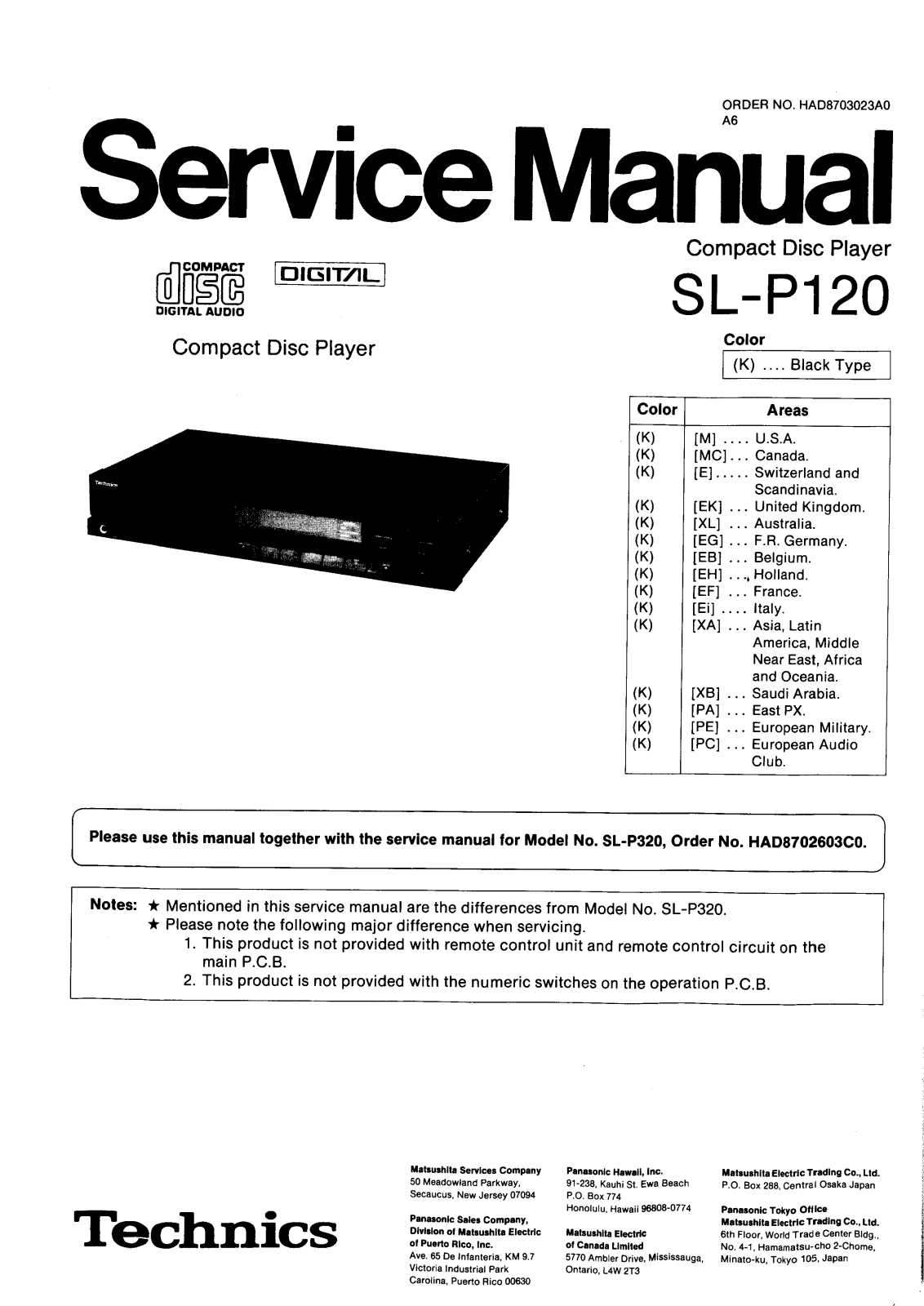 Technics SL-P-120 Service Manual