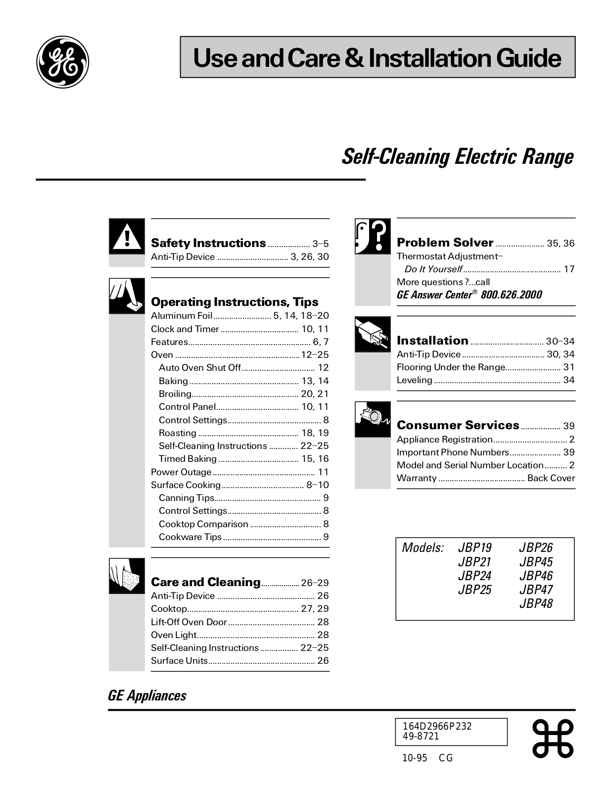 Ge JBP26, JBP45, JBP48, JBP47, JBP46 User Manual